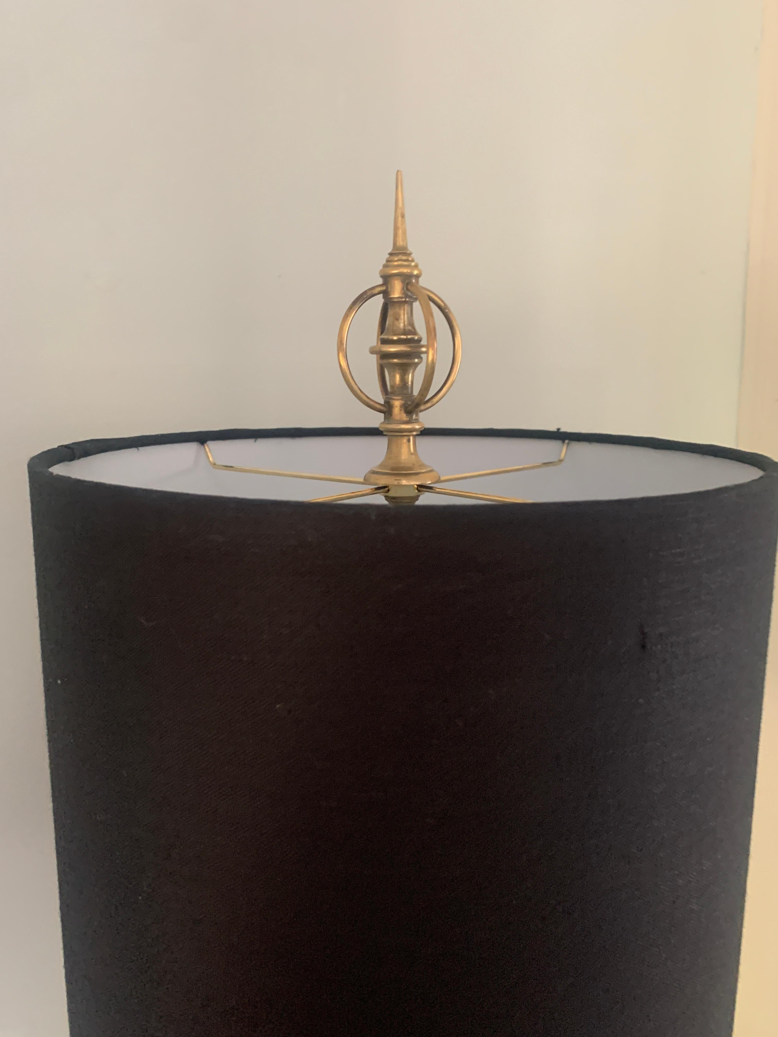 Bamboo Brass Chapman Table Lamp with Linen Shade For Sale 1