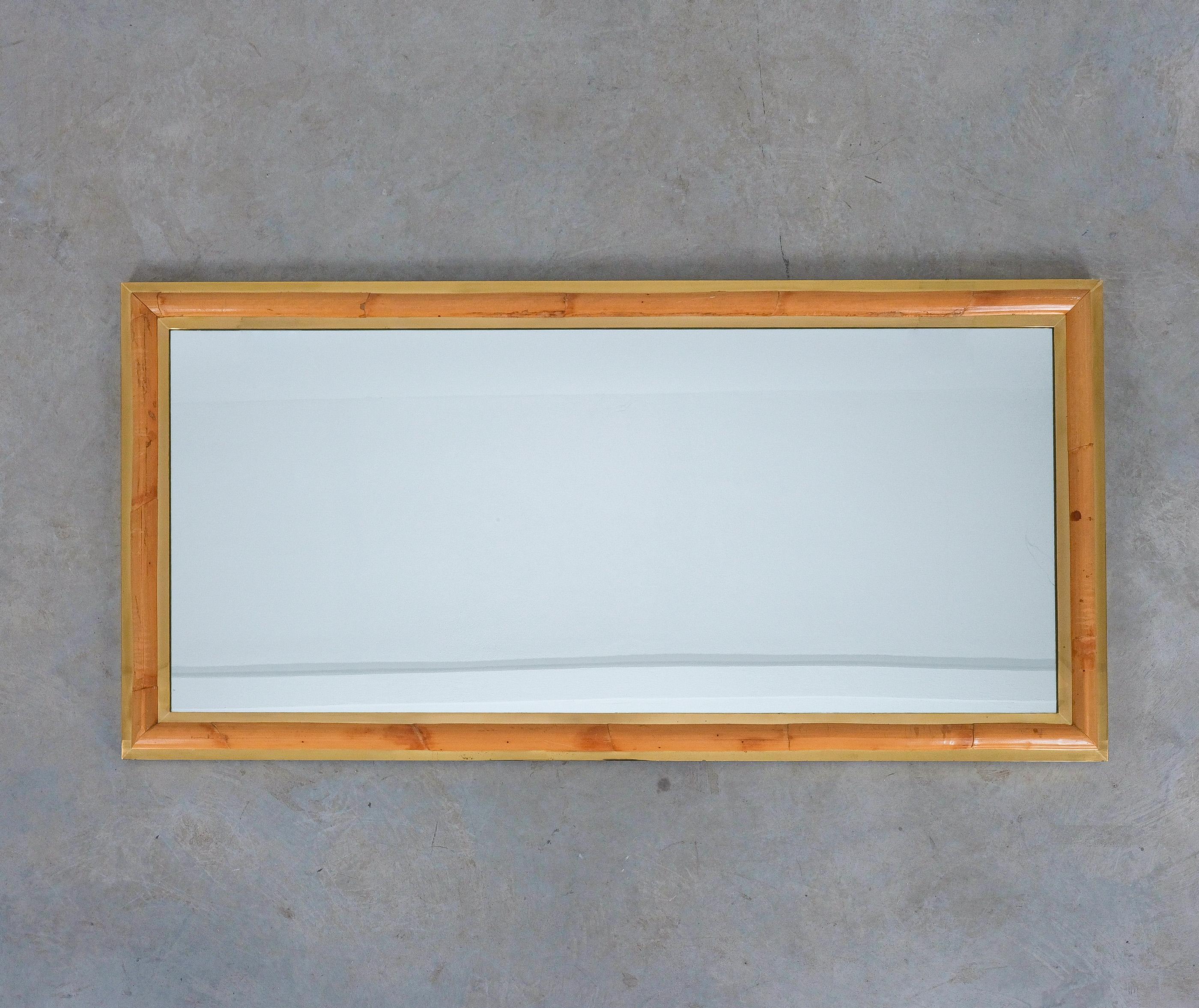 Specchio in ottone e bambù Vivai del Sud , Midcentury, Italia in vendita 1