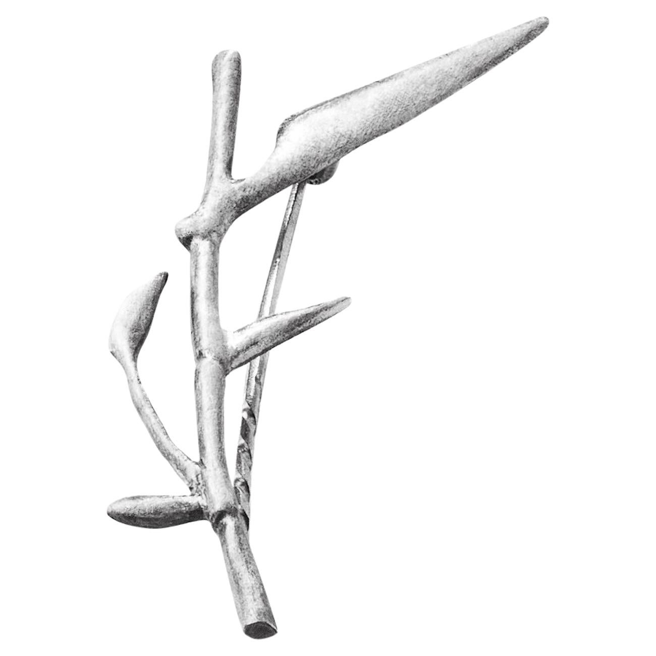 Bamboo Brooch in Silver N3 by the Artist