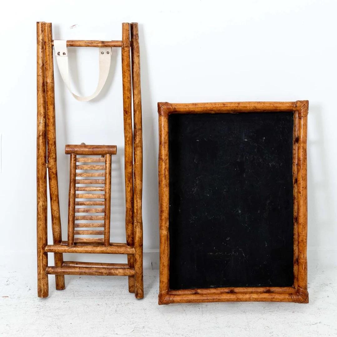 Hollywood Regency Bamboo Butler Tray On Stand For Sale