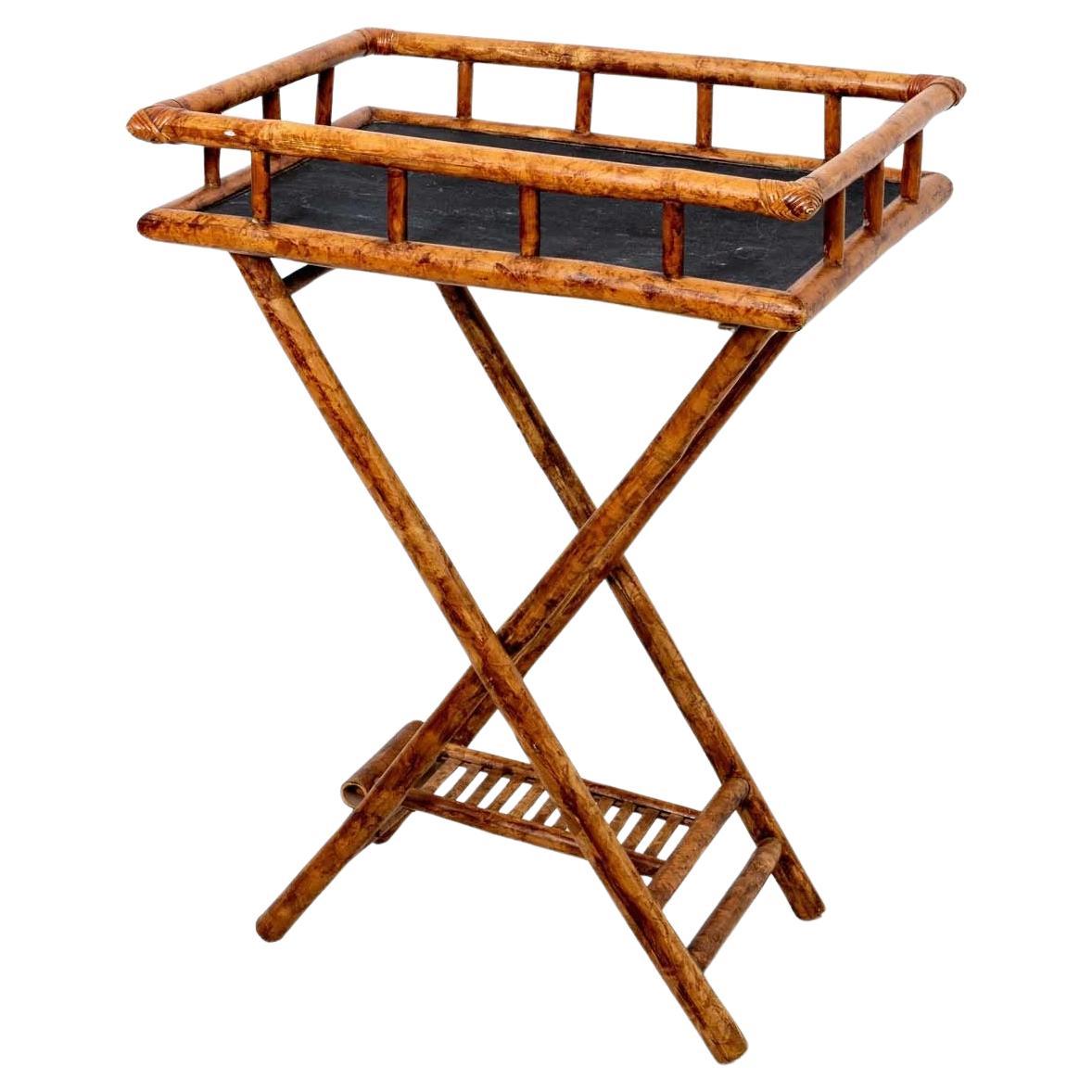 Bamboo Butler Tray On Stand For Sale