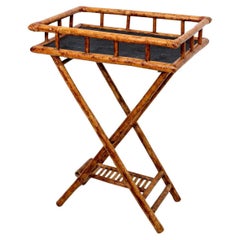 Retro Bamboo Butler Tray On Stand
