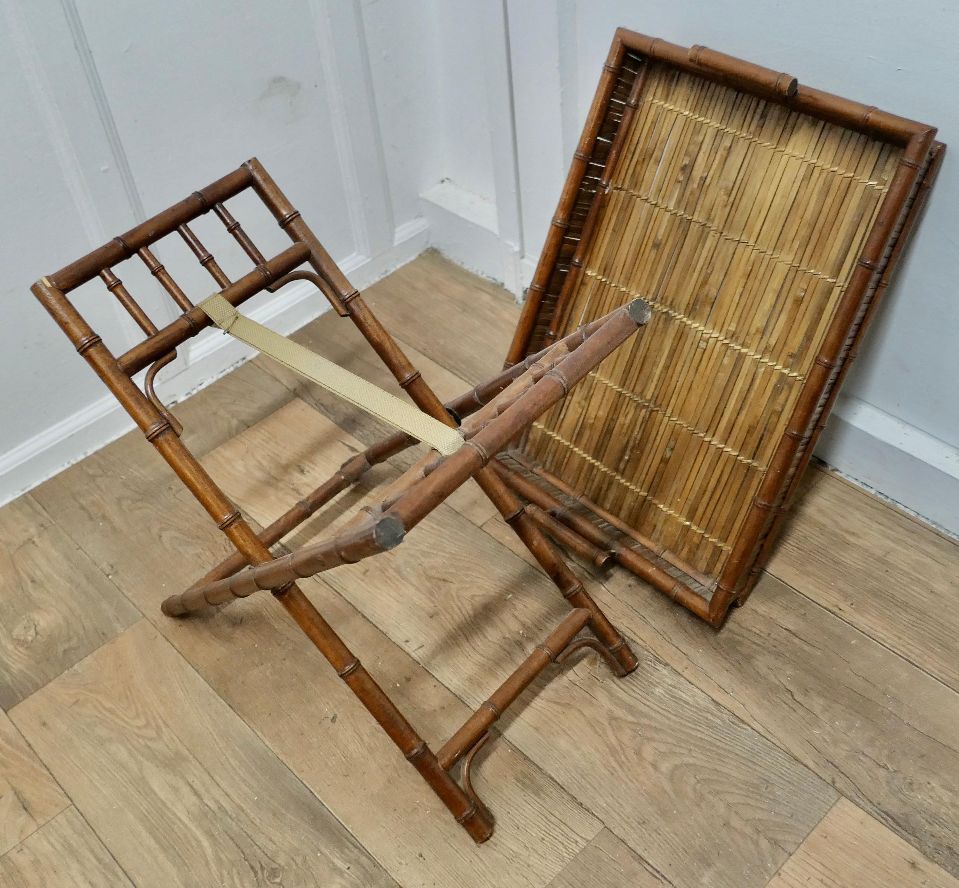 Victorian Bamboo Butlers Tray on Stand For Sale