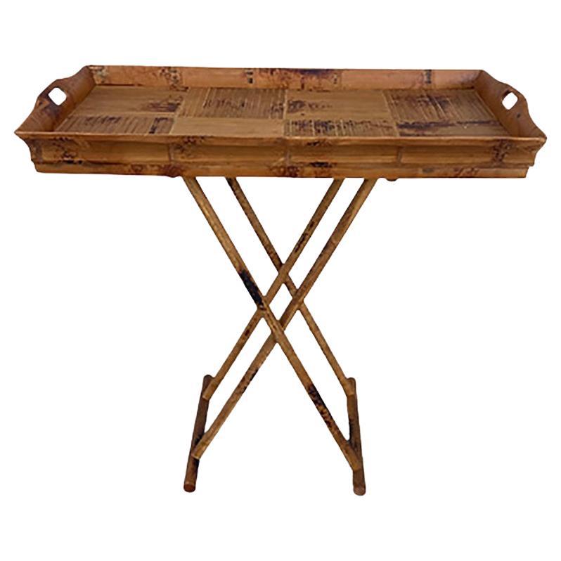 Bamboo Butler's Tray and Stand For Sale