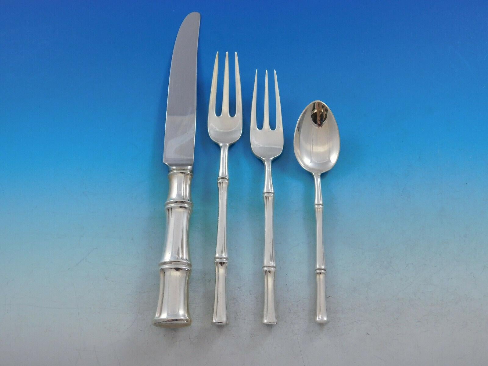 Bamboo by Tiffany and Co. Sterling Silver Flatware Set Service 33 Pieces Dinner In Excellent Condition In Big Bend, WI