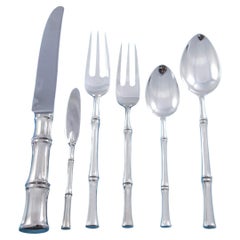 Bamboo by Tiffany Sterling Silver Flatware Set for 12 Service 74 pcs Dinner