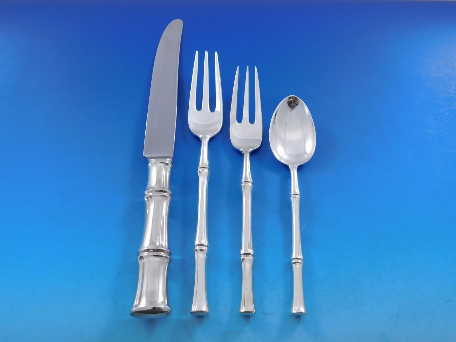 Bamboo by Tiffany Sterling Silber Besteck Set für 12 Service 75 Stück Abendessen im Angebot 2