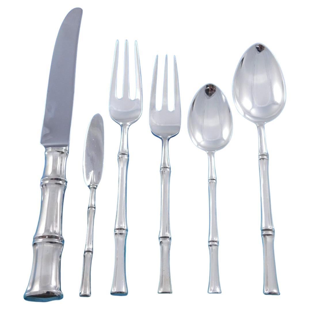 Bamboo by Tiffany Sterling Silber Besteck Set für 12 Service 75 Stück Abendessen im Angebot