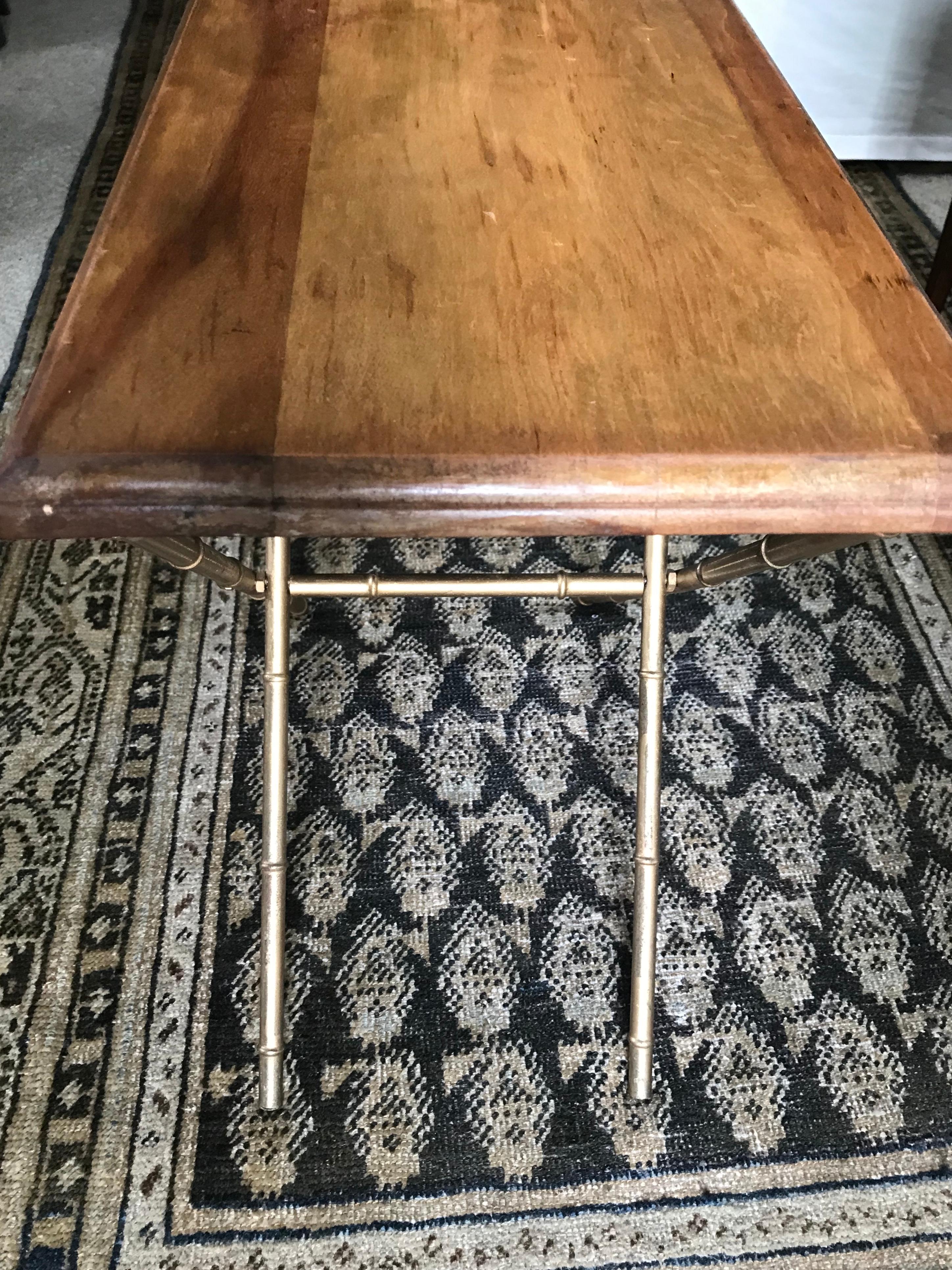 French Gilt Bamboo Campaign Table For Sale