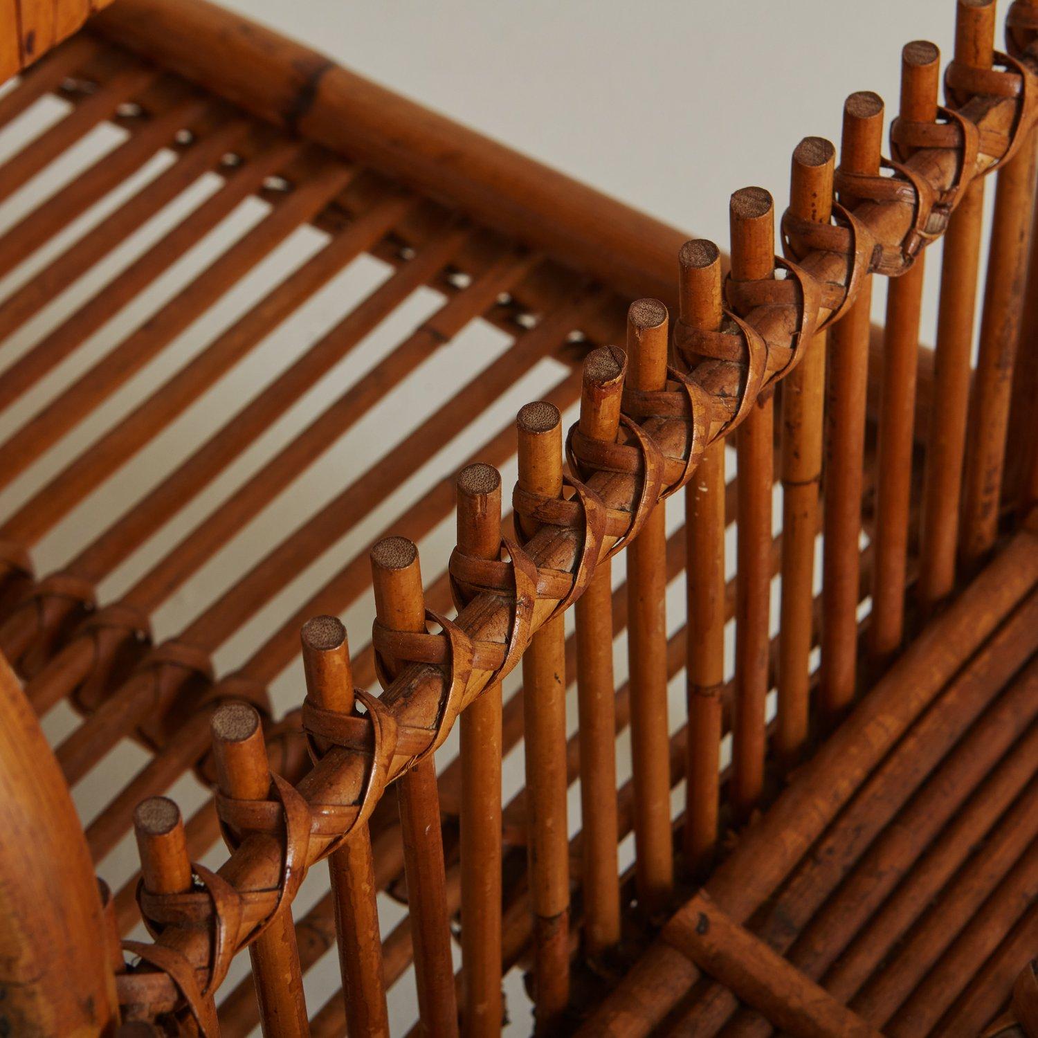 Bamboo + Cane Bar Cart, France 20th Century For Sale 1