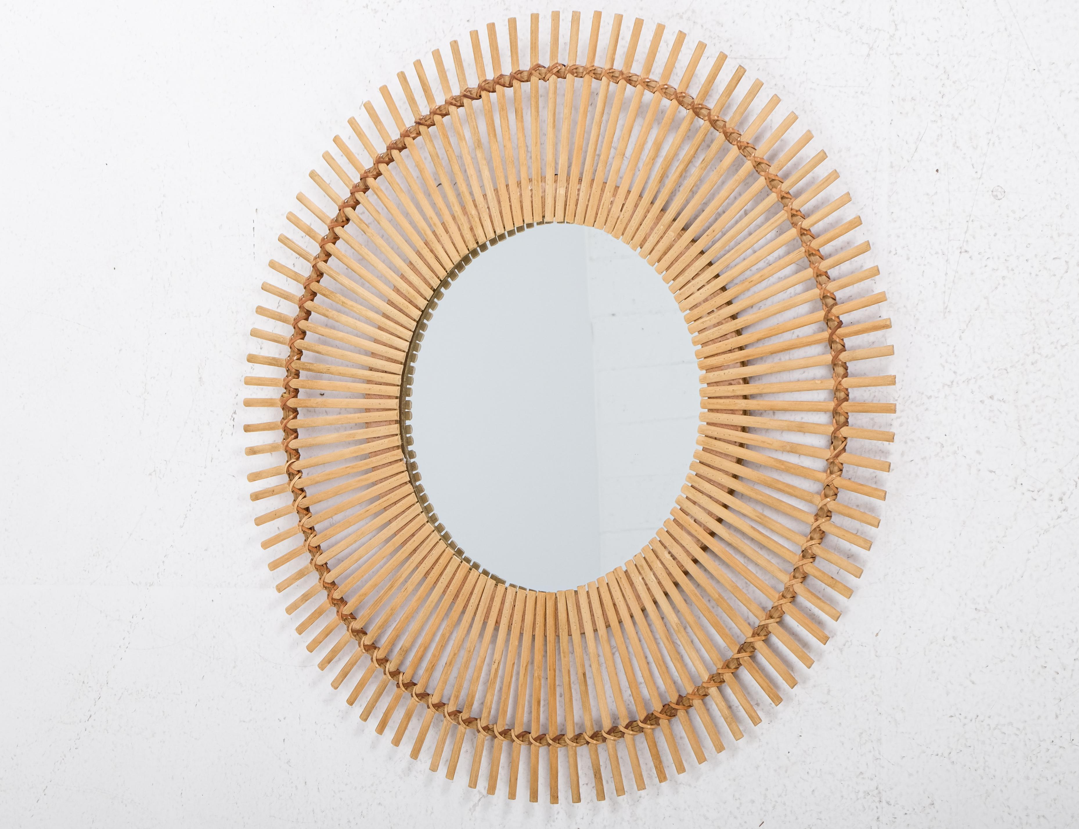 Swedish Bamboo, Cane & Rattan Mirror, Sweden, 1960s For Sale