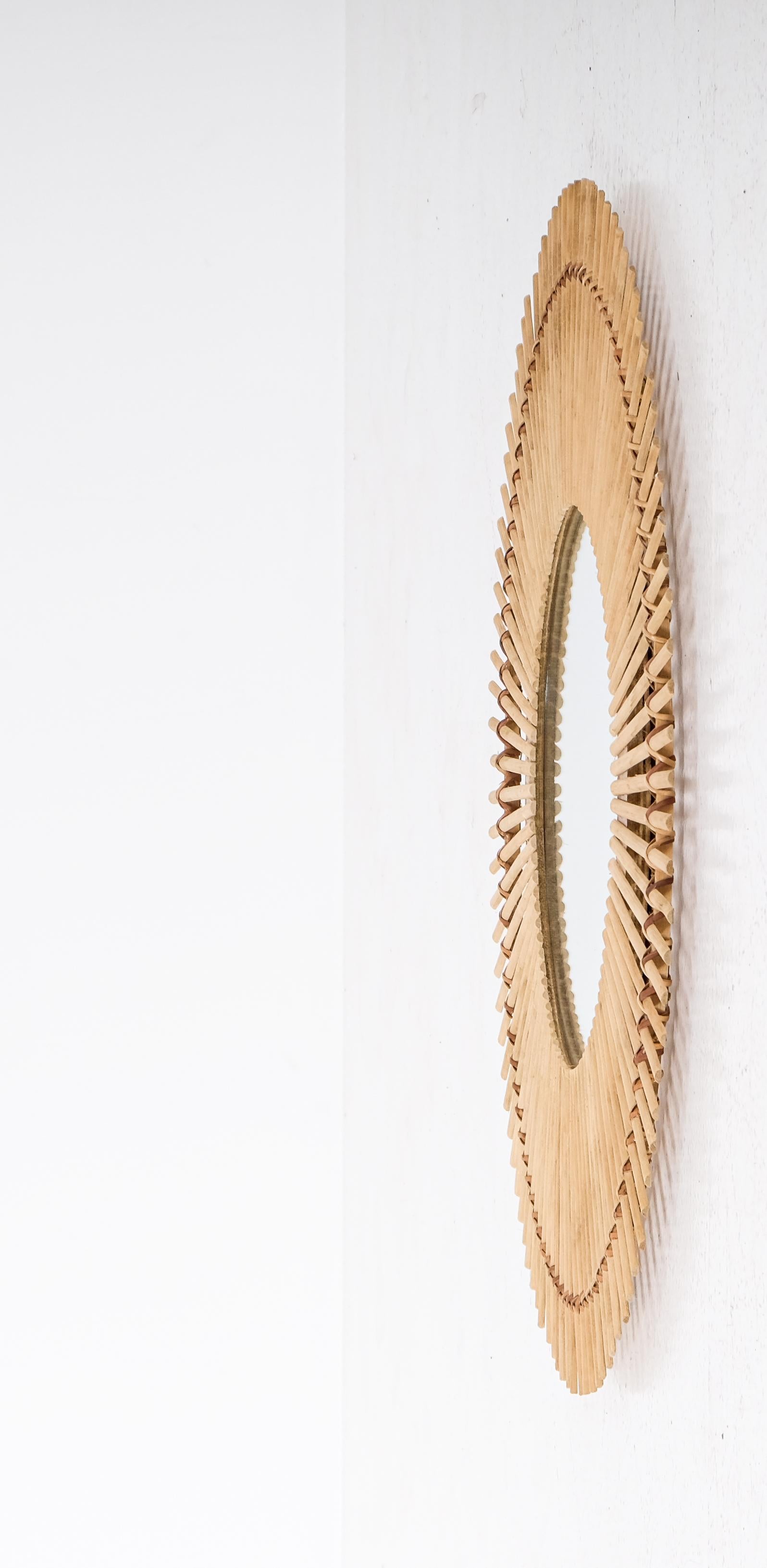 Bamboo, Cane & Rattan Mirror, Sweden, 1960s In Good Condition For Sale In Stockholm, SE