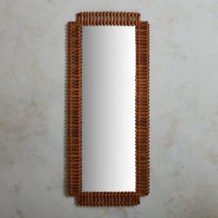 Bamboo + Cane Rectangular Wall Mirror, Italy, 20th Century