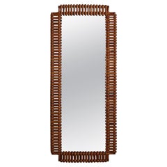 Miroir mural rectangulaire en bambou et rotin, Italie 20ème siècle
