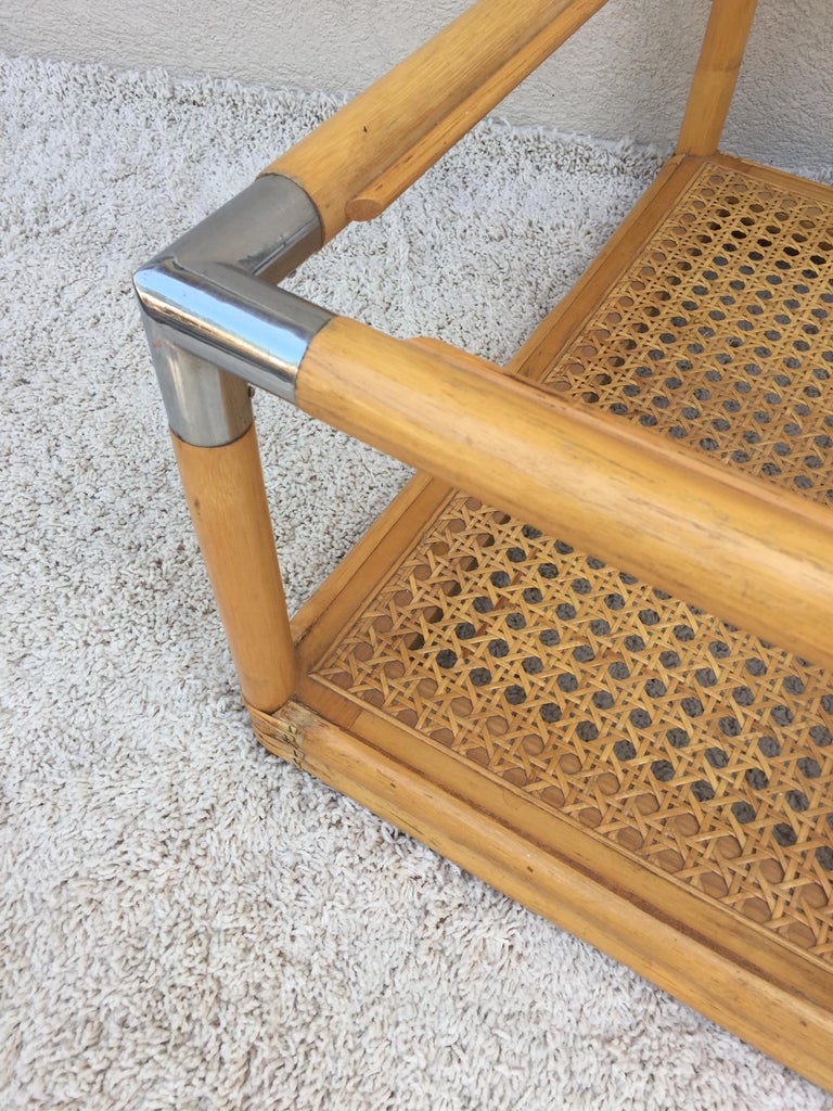 Bamboo Cane Shelf TwoTier, Glass Top Cocktail Table at 1stDibs