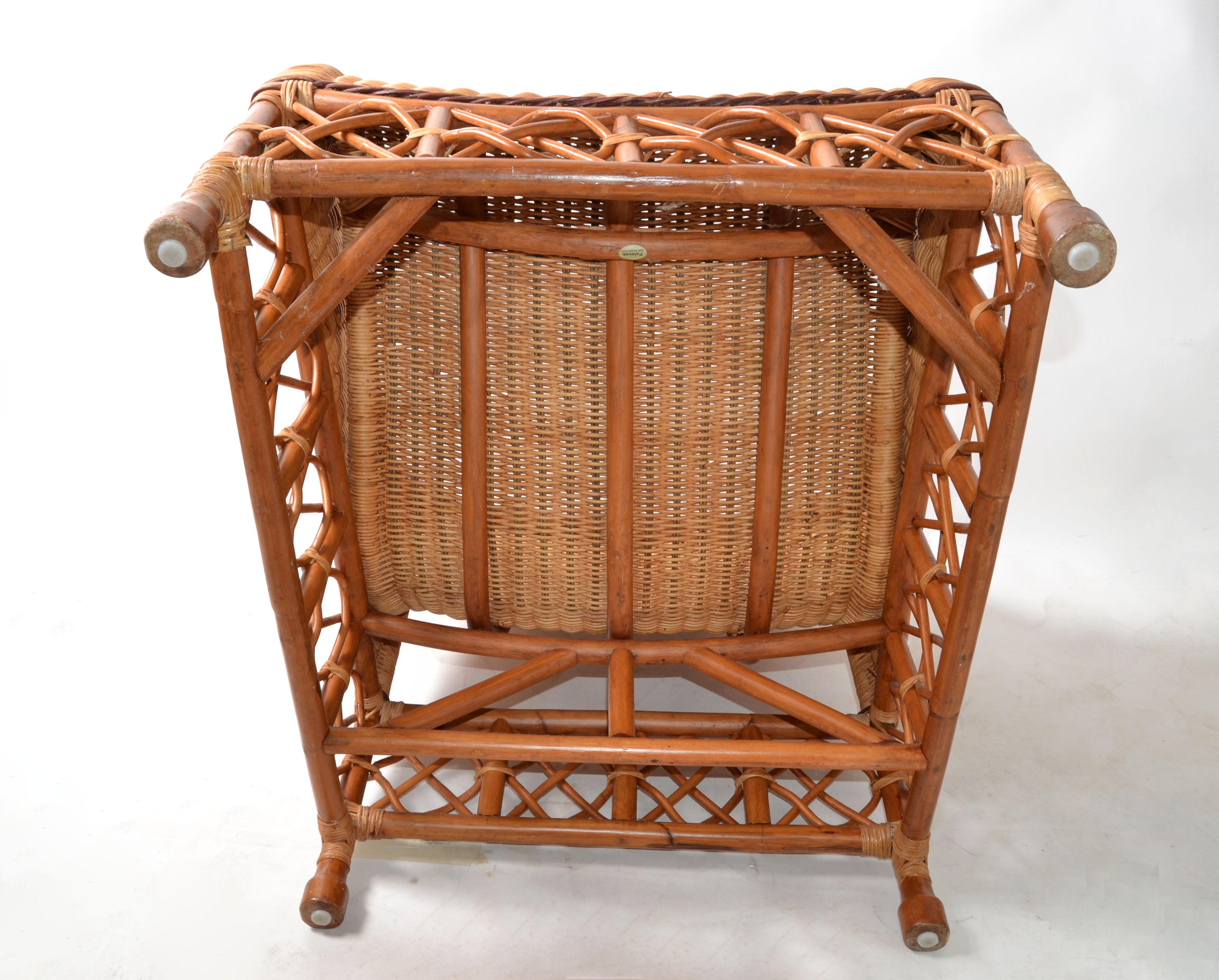 Bamboo, Cane & Wicker Lounge Chair Handwoven Bohemian 1960 Mid-Century Modern For Sale 7
