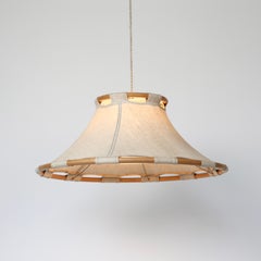 Bamboo & Canvas Pendant Light by Anna Ehrner for Atelje Lyktan, 1970s, Sweden