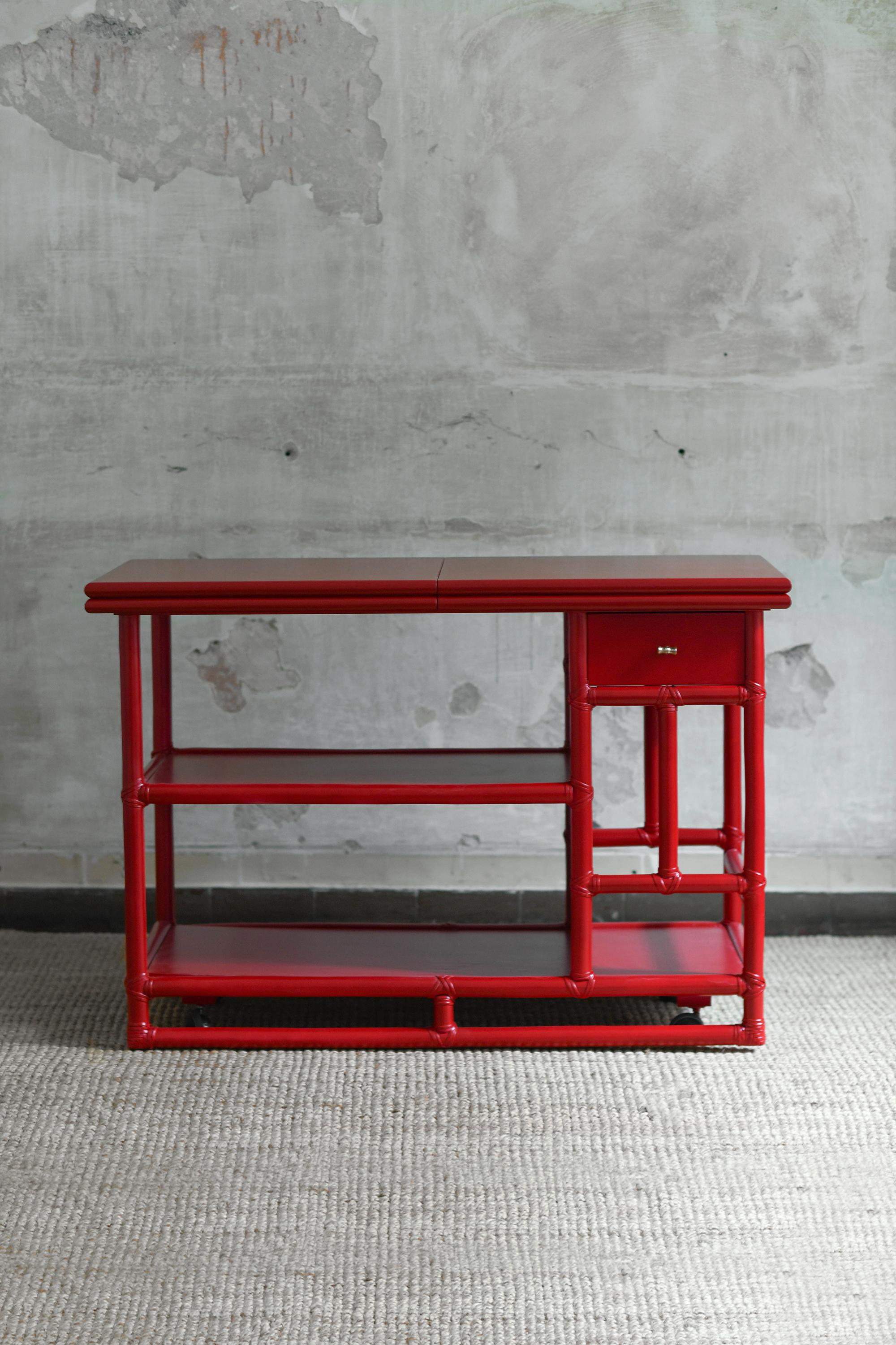 Bamboo cart server buffet – Lyda Levi for McGuire San Francisco 1970 In Good Condition For Sale In Roma, RM
