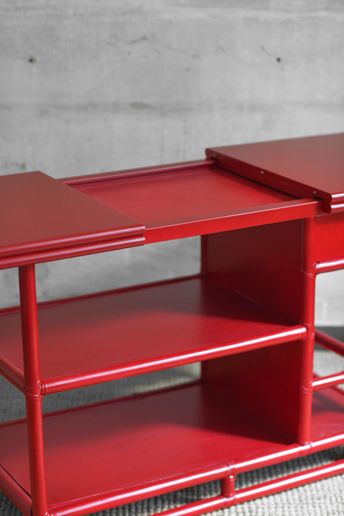 Metal Bamboo cart server buffet – Lyda Levi for McGuire San Francisco 1970 For Sale