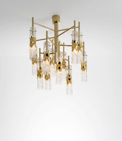 Bamboo ceiling lamp with transparent with golden decoration glasses