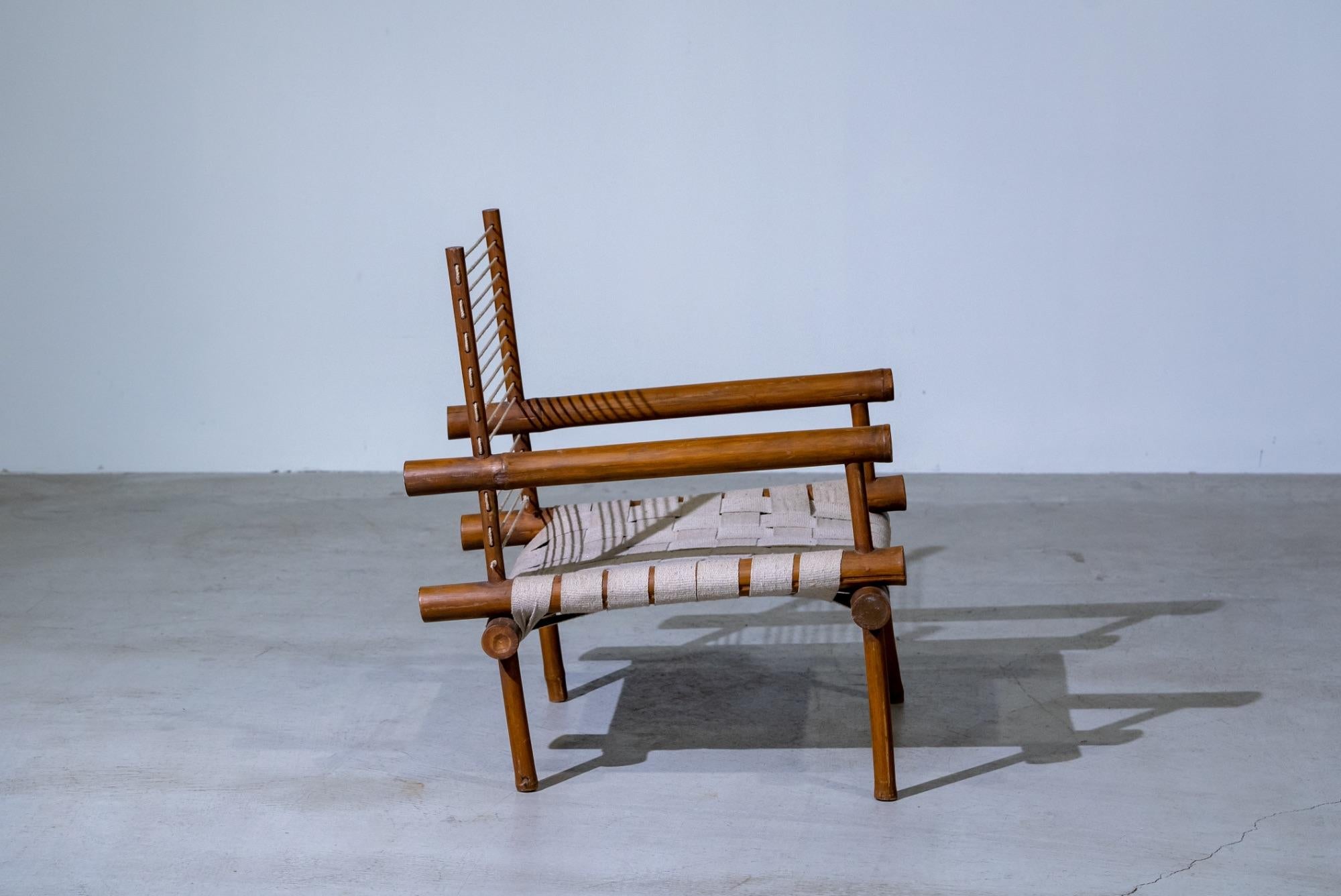 Mid-Century moderno Sedia in bambù di Pierre Jeanneret, 1953-54 ca. in vendita