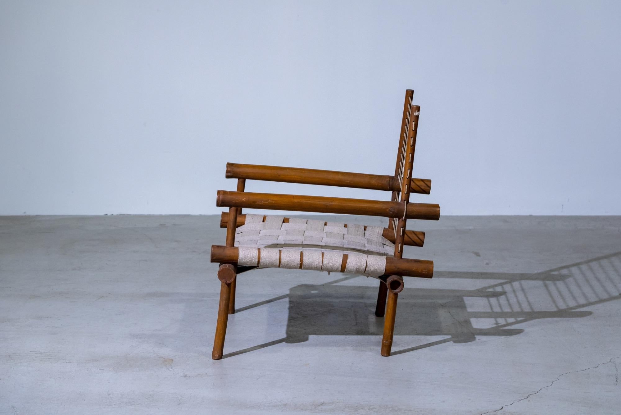 Sedia in bambù di Pierre Jeanneret, 1953-54 ca. In condizioni buone in vendita a Tokyo, JP