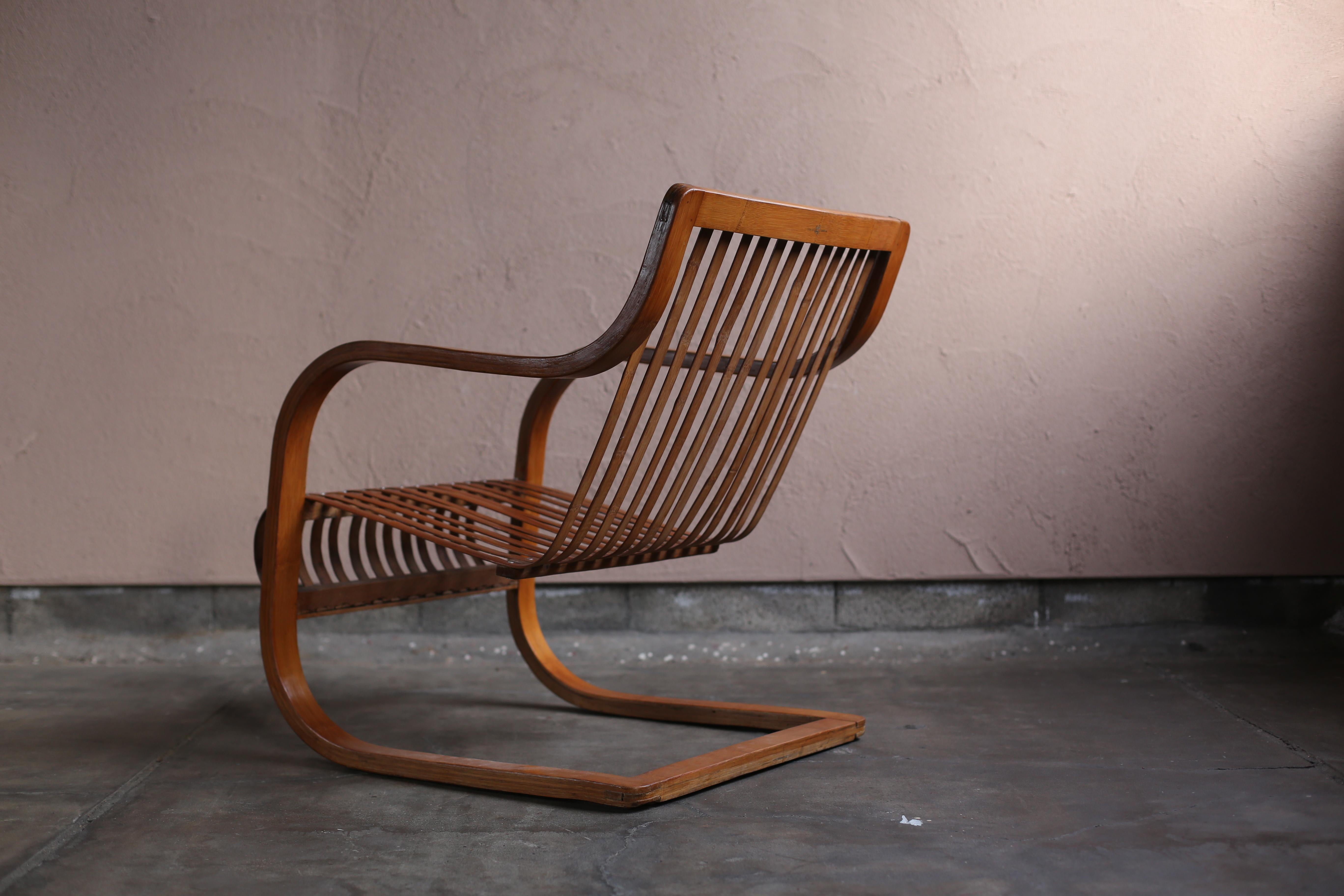 Japanese Bamboo Chair by Ubunji Kidokoro For Sale