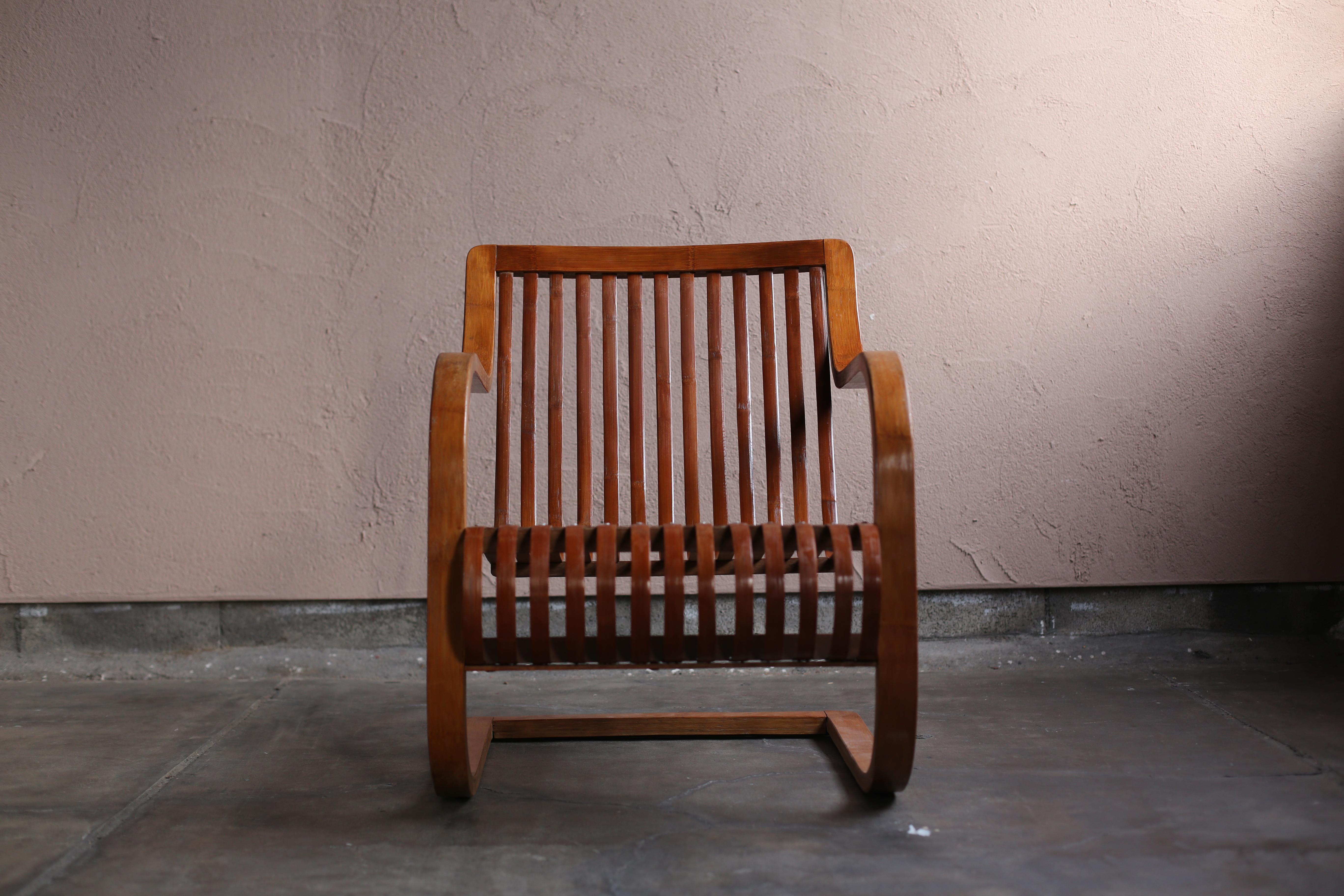 Woodwork Bamboo Chair by Ubunji Kidokoro For Sale