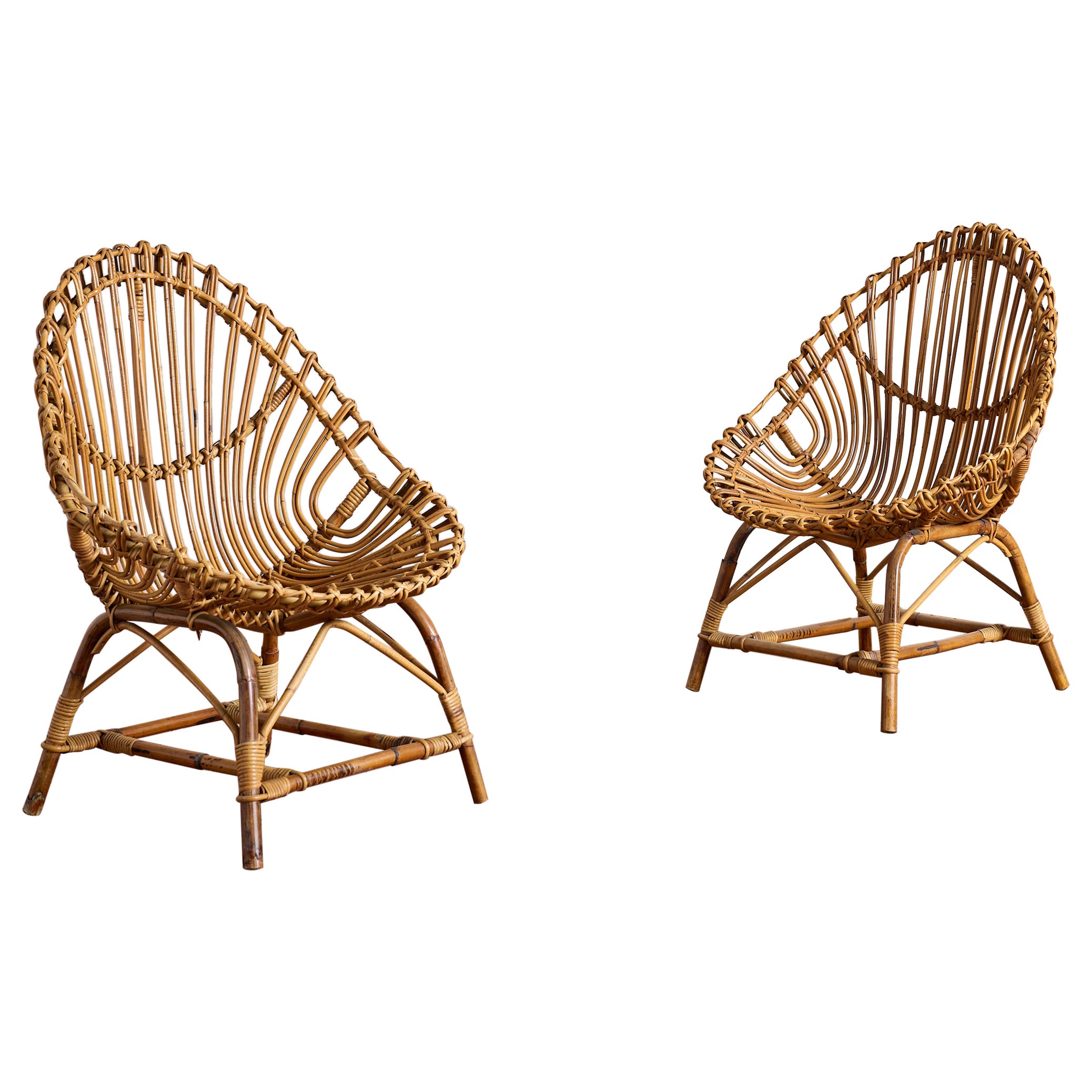 Bamboo Chairs attributed to Bonacina For Sale