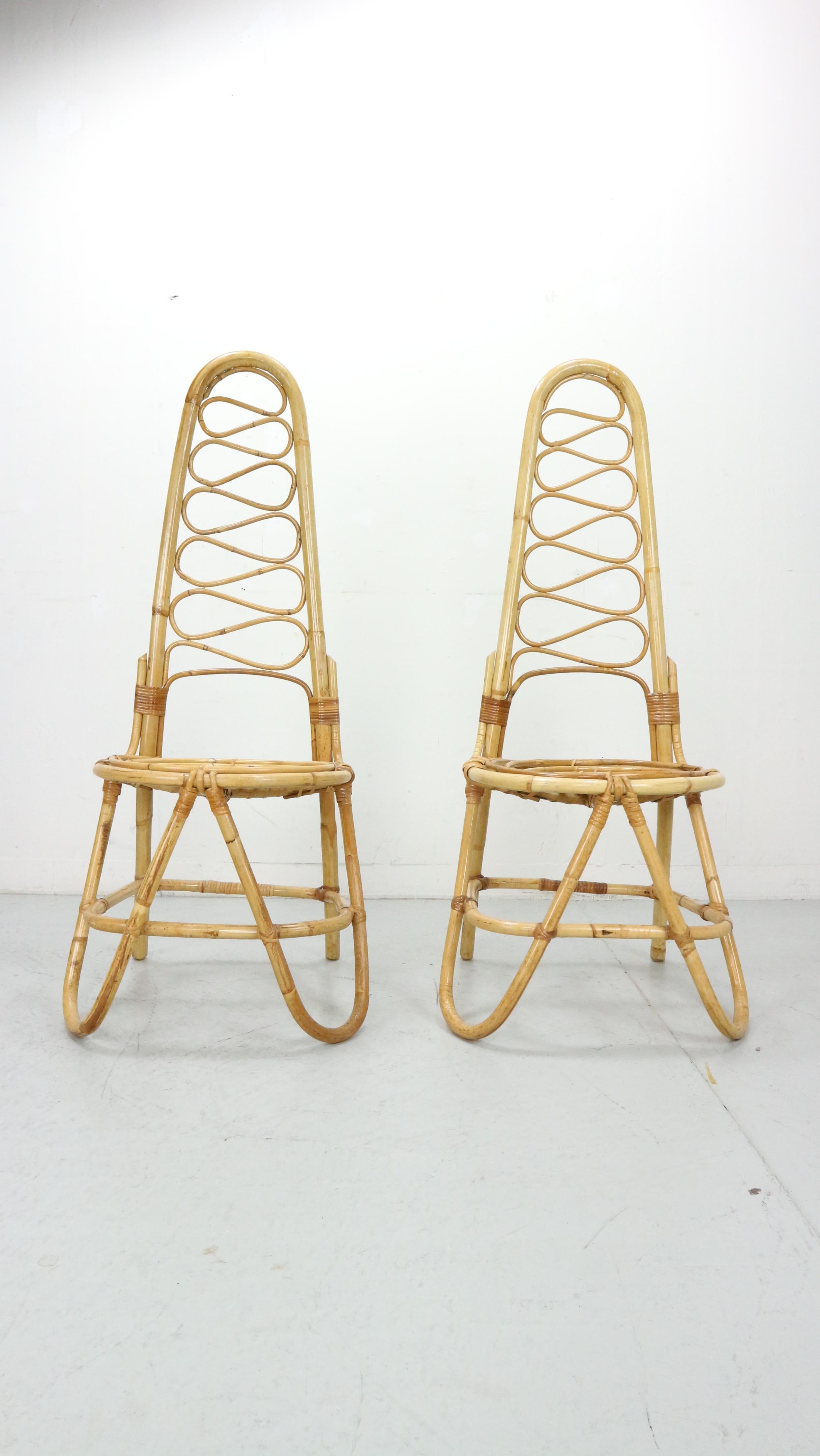 Sillas de bambú de Dirk Van Sliedrecht para Rohe Noordwolde, 1960 Moderno de mediados de siglo en venta