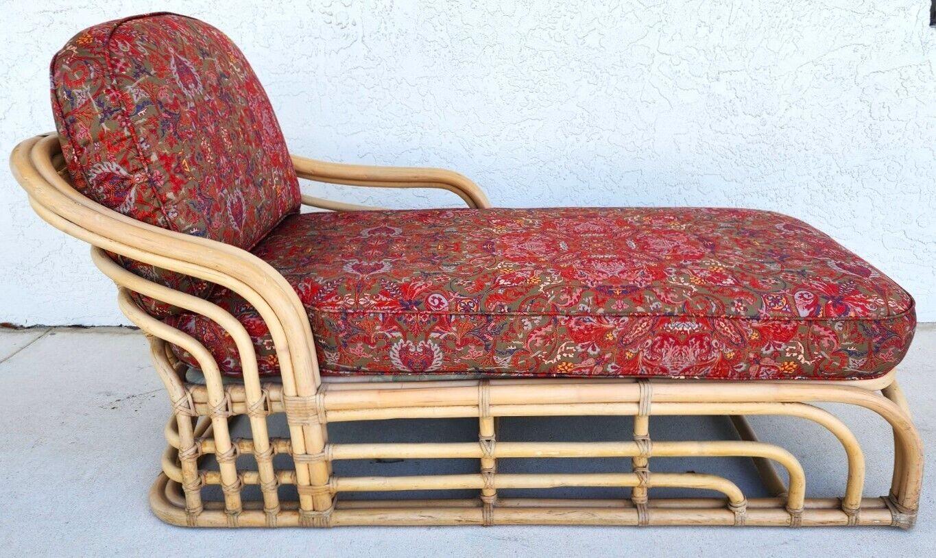 Offering One Of Our Recent Palm Beach Estate Fine Furniture Acquisitions Of A
Vintage Bamboo Leather Rattan Chaise Lounge by BROWN JORDAN
It's BROWN JORDAN and they make great furniture!

Approximate Measurements in Inches
36