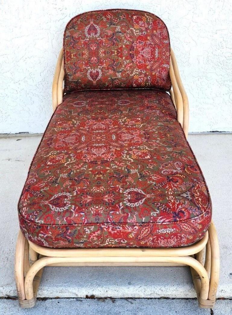 Bamboo Chaise Lounge Rattan by BROWN JORDAN In Good Condition In Lake Worth, FL