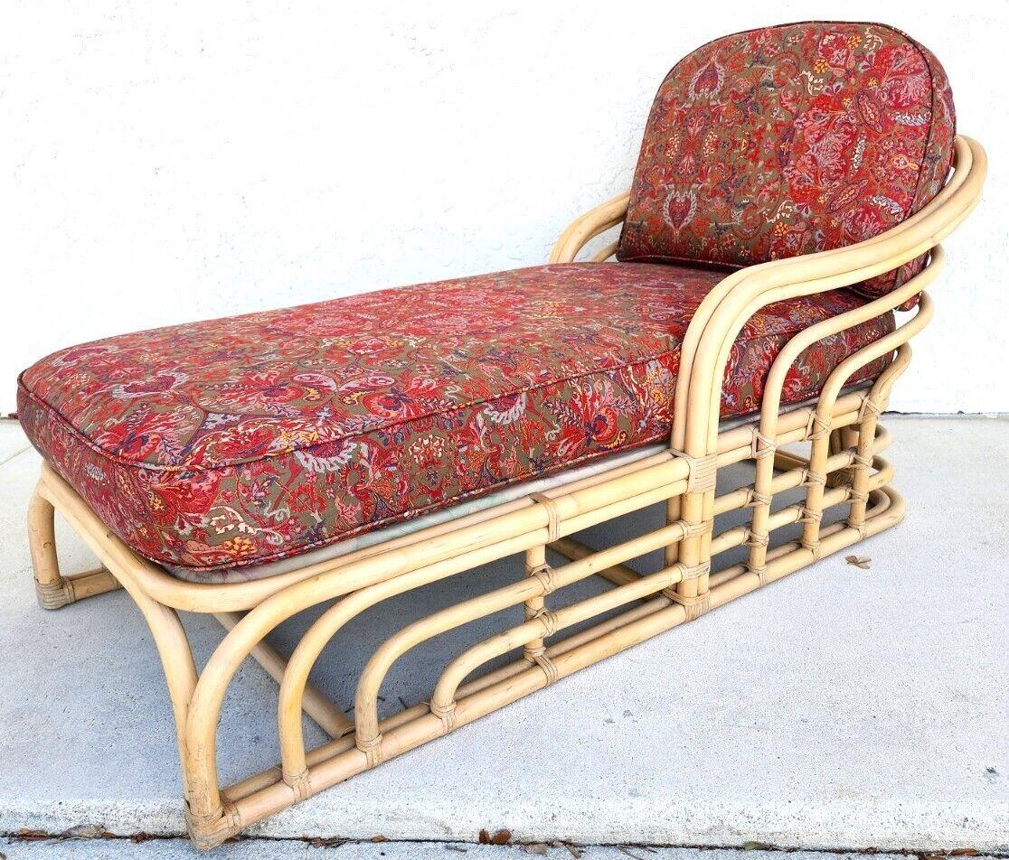 Leather Bamboo Chaise Lounge Rattan by BROWN JORDAN