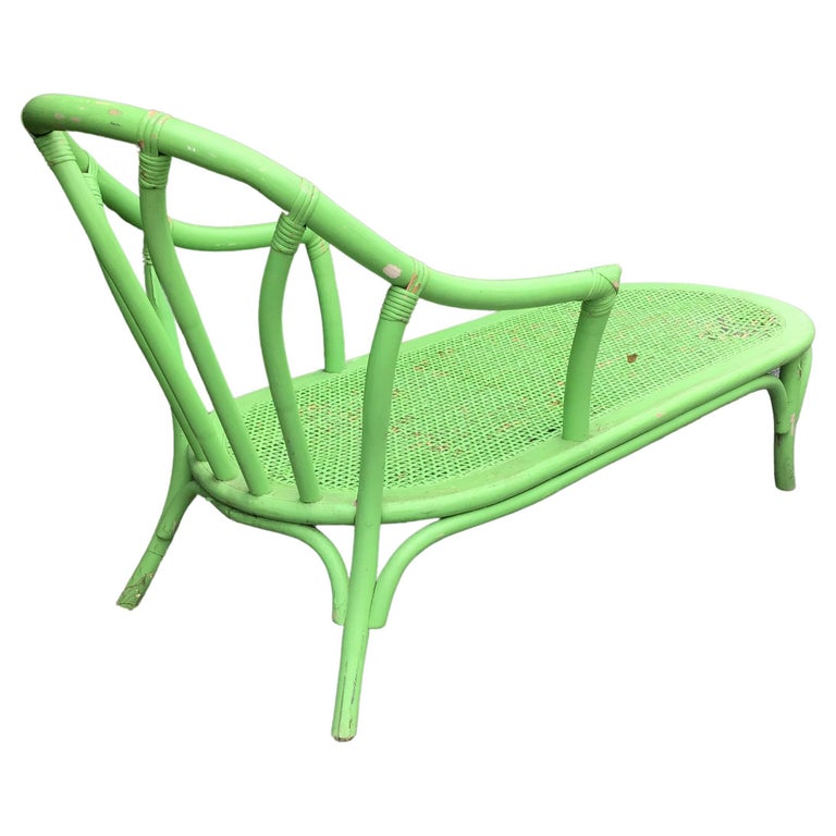 Bamboo Chaise Lounge Rattan Lounge Chair Shabby Chic For Sale at