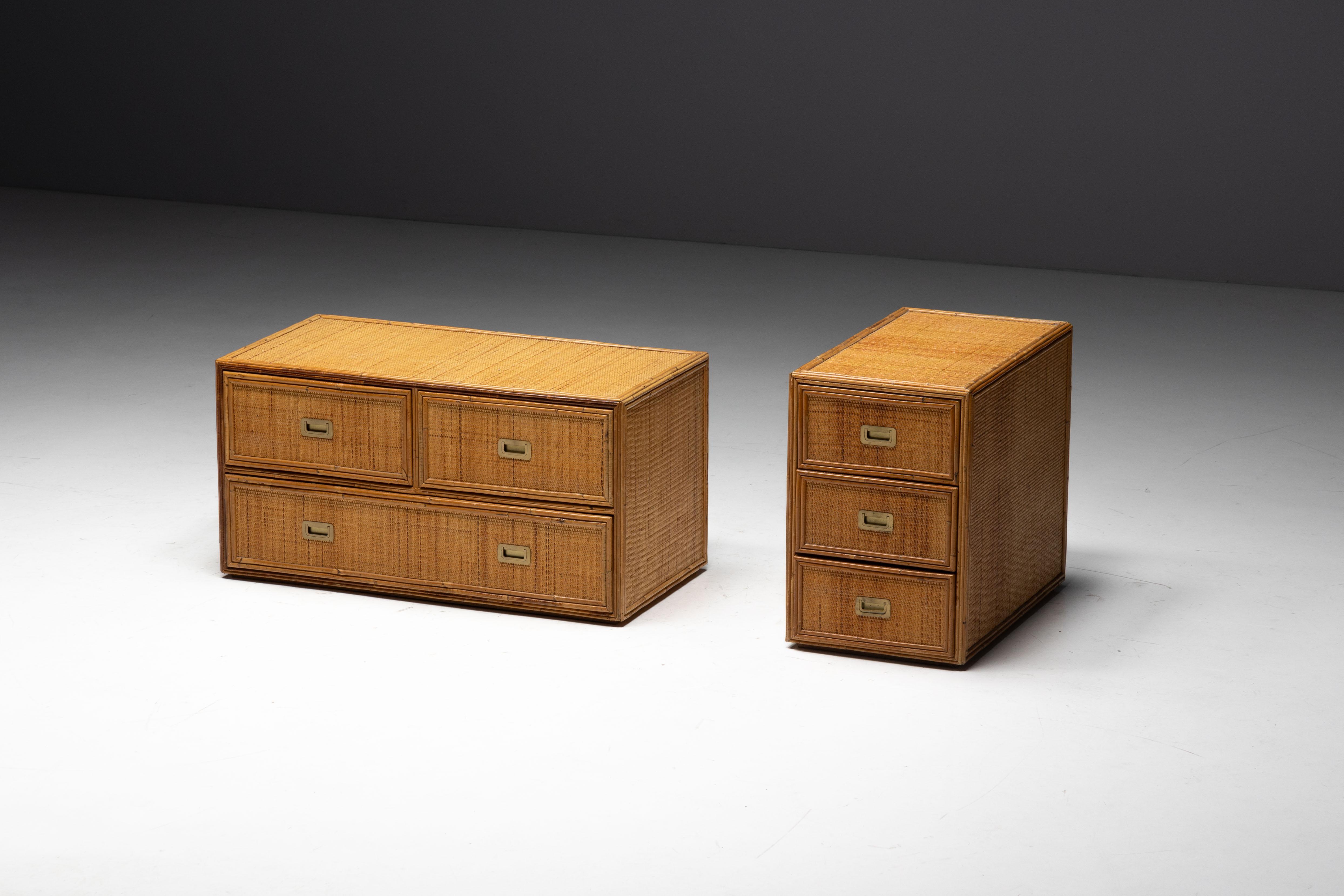 Late 20th Century Bamboo Chest of Drawers by Vivai del Sud, Italy, 1970s For Sale