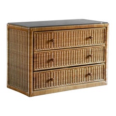Commode en bambou avec étagère en verre de Vivai del Sud, 1970