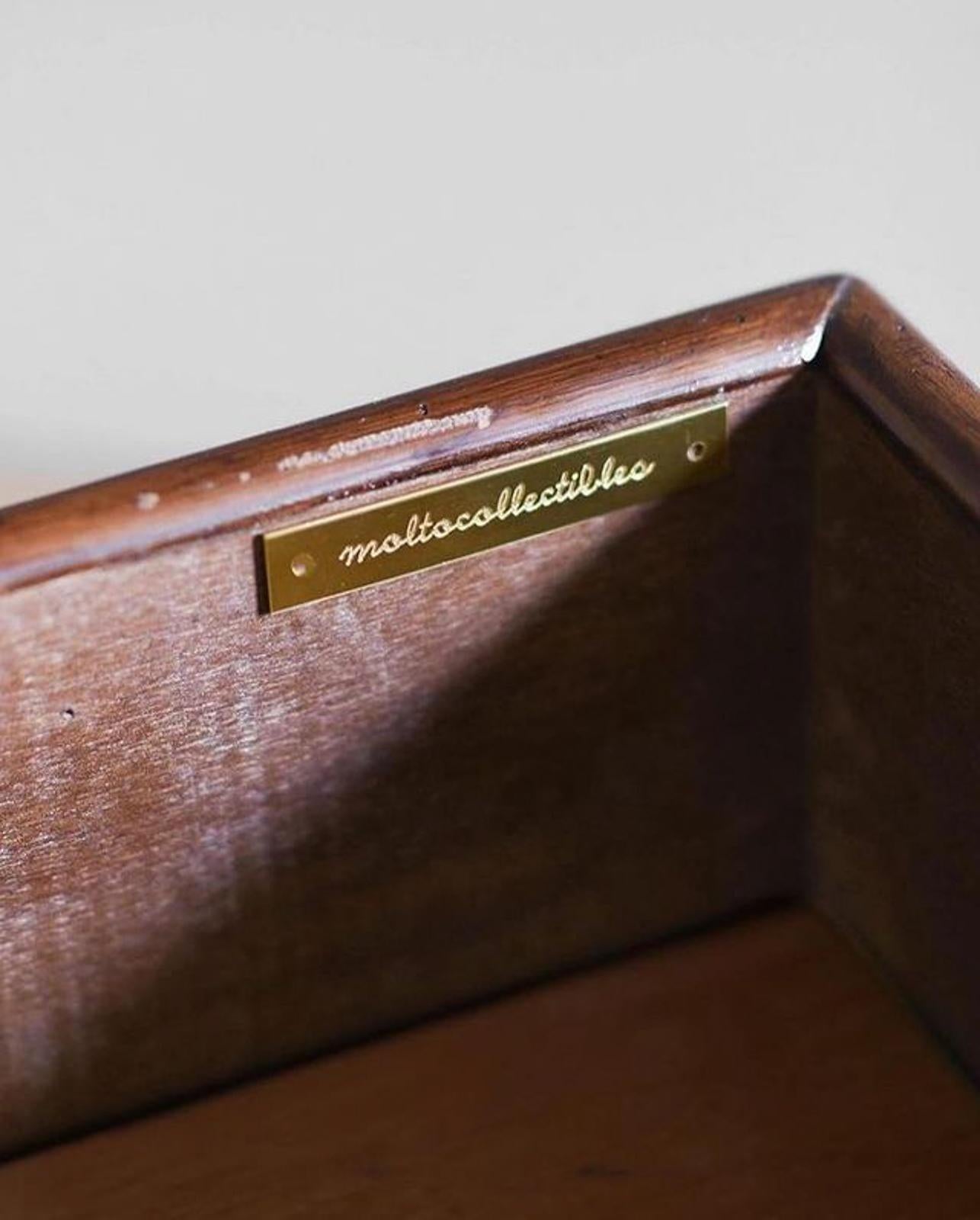 Leather Bamboo chest of drawers with legs and leather bindings – Molto Editions For Sale