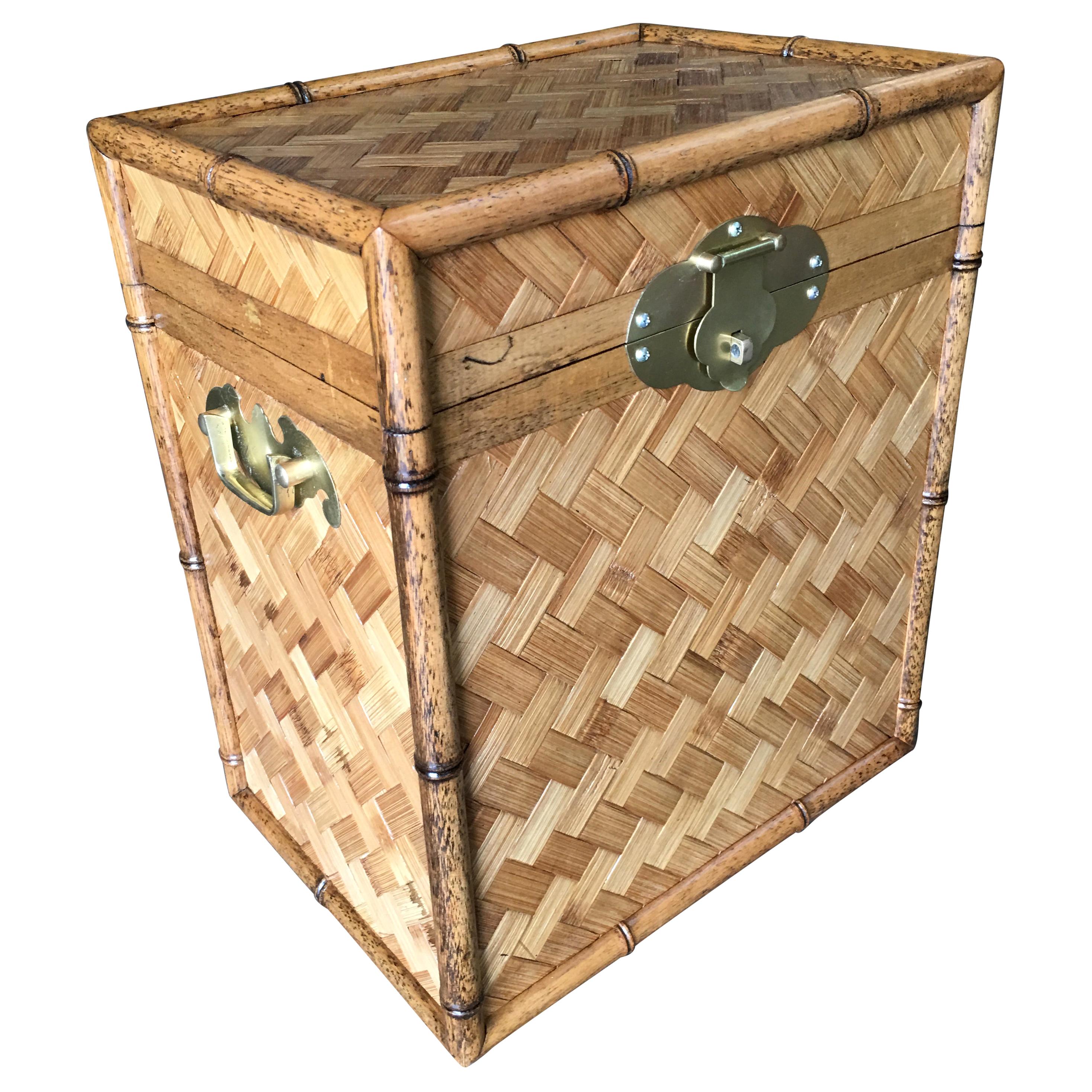 Bamboo Chest with Woven Wicker Cover and Cedar Interior