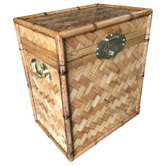 Vintage Bamboo Chest with Woven Wicker Cover and Cedar Interior