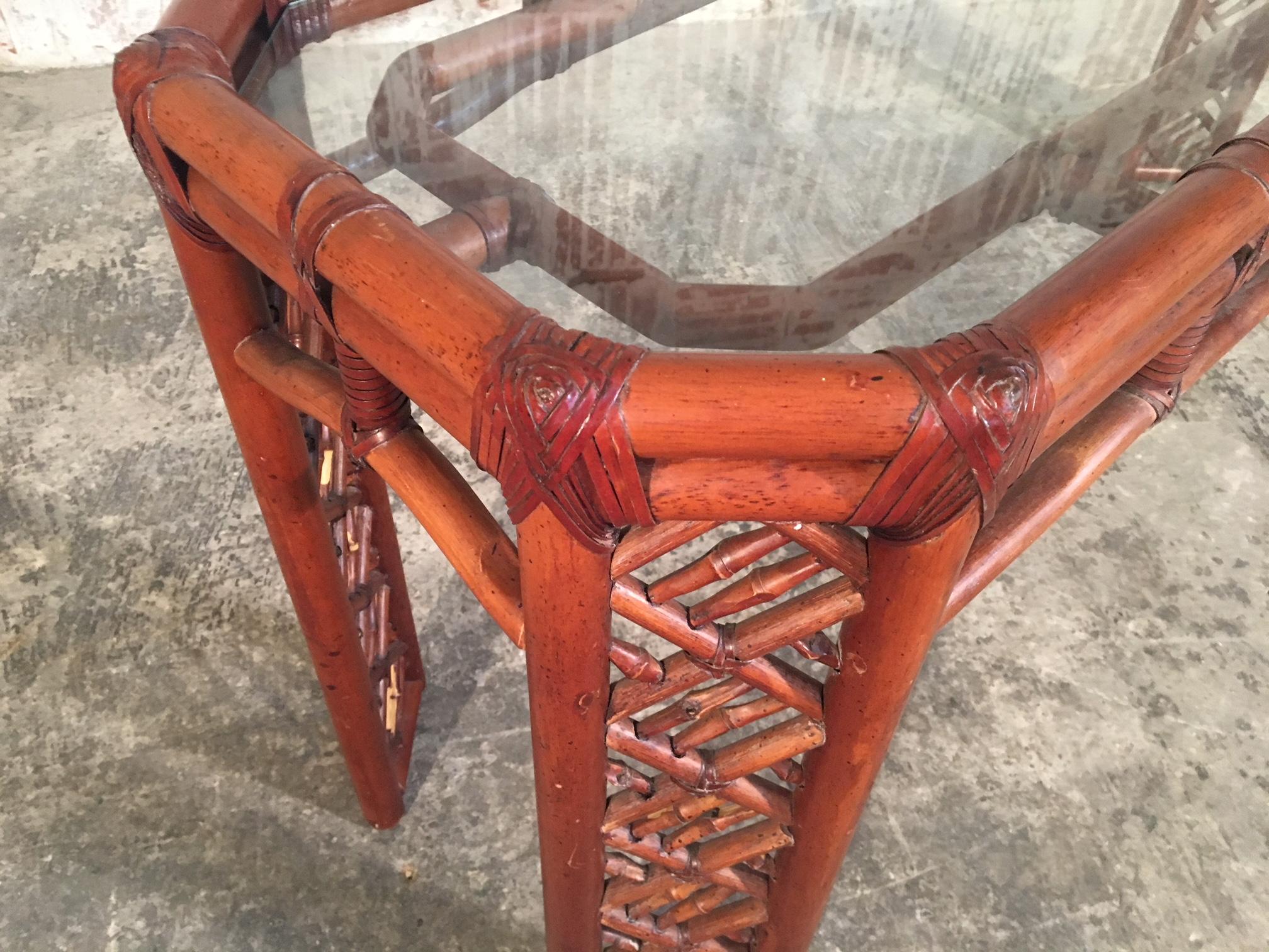 Bamboo Chinese Chippendale Console Table In Good Condition In Jacksonville, FL
