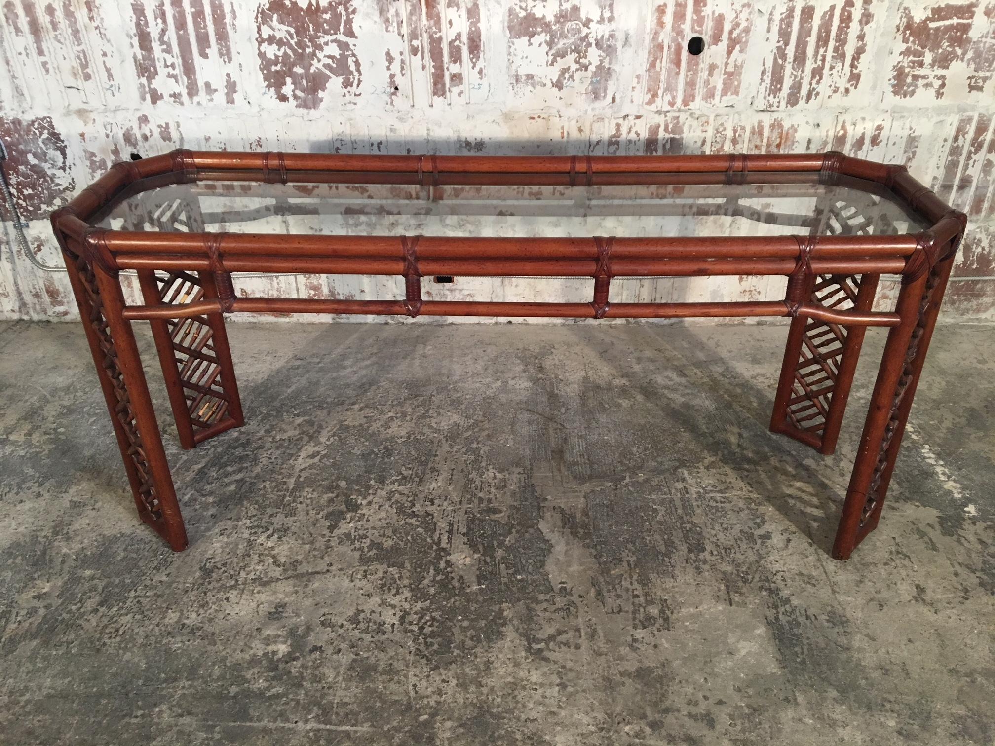 Bamboo Chinese Chippendale Console Table 1