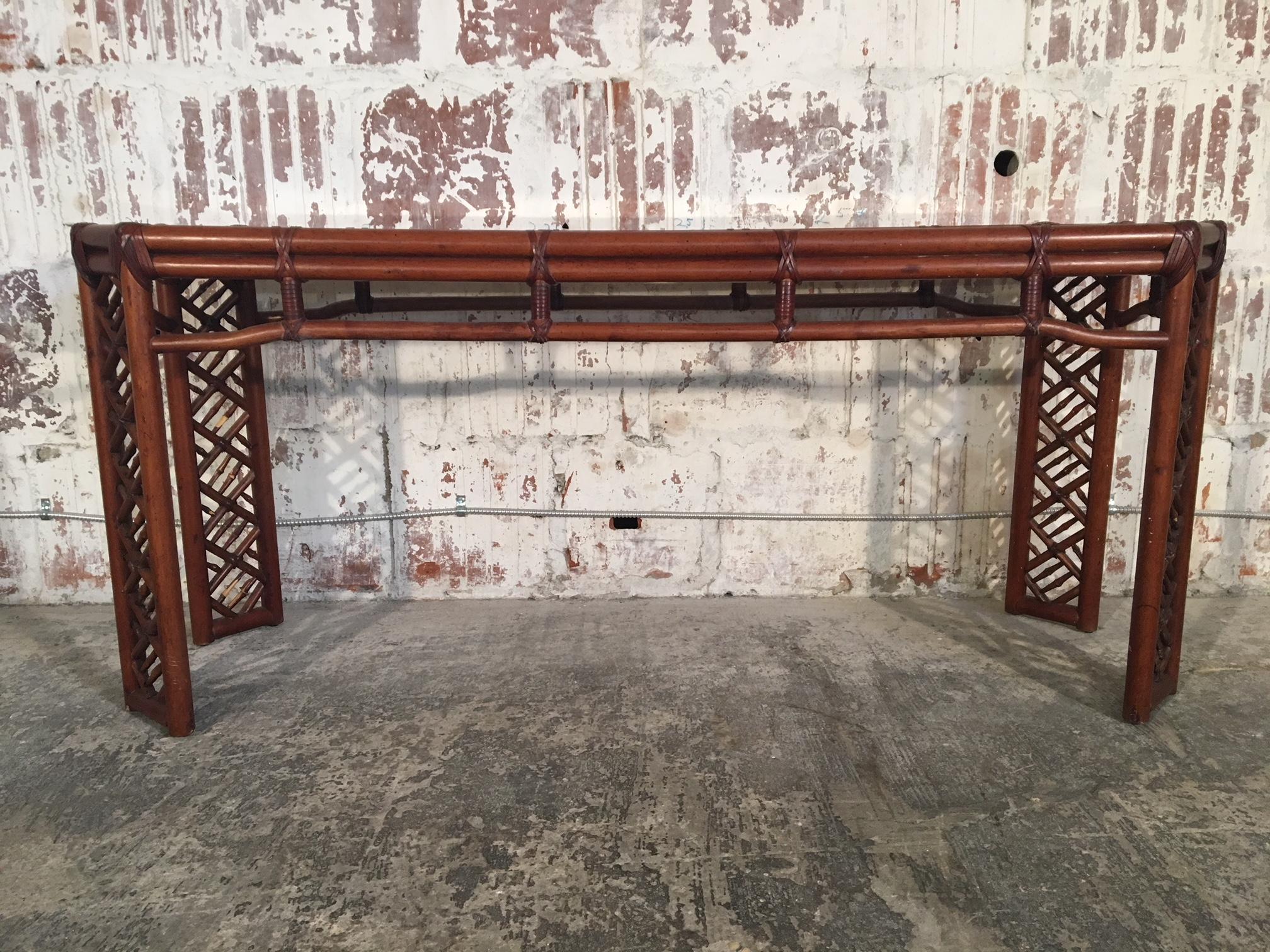 Bamboo Chinese Chippendale Console Table 2