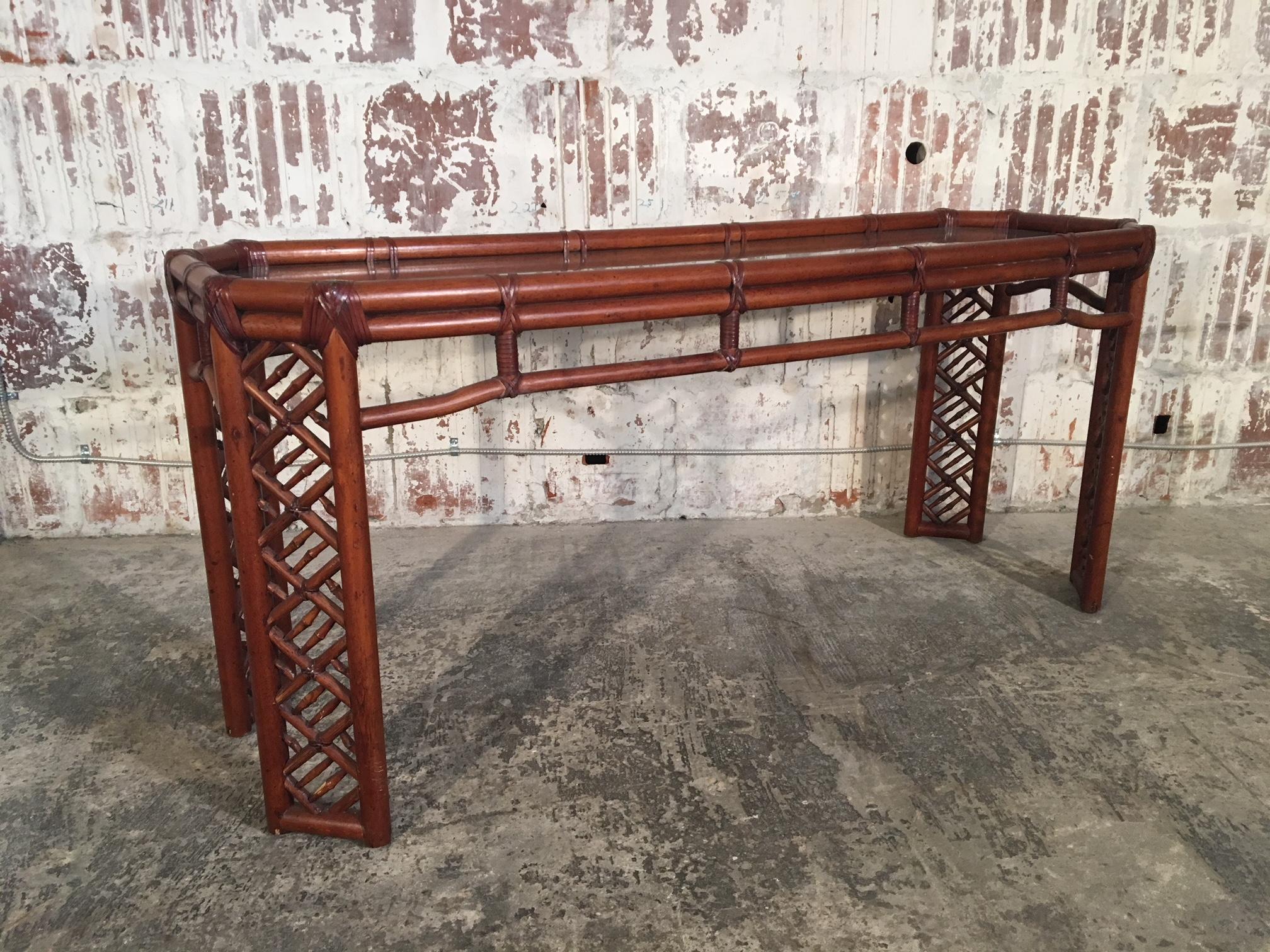 Bamboo Chinese Chippendale Console Table 3