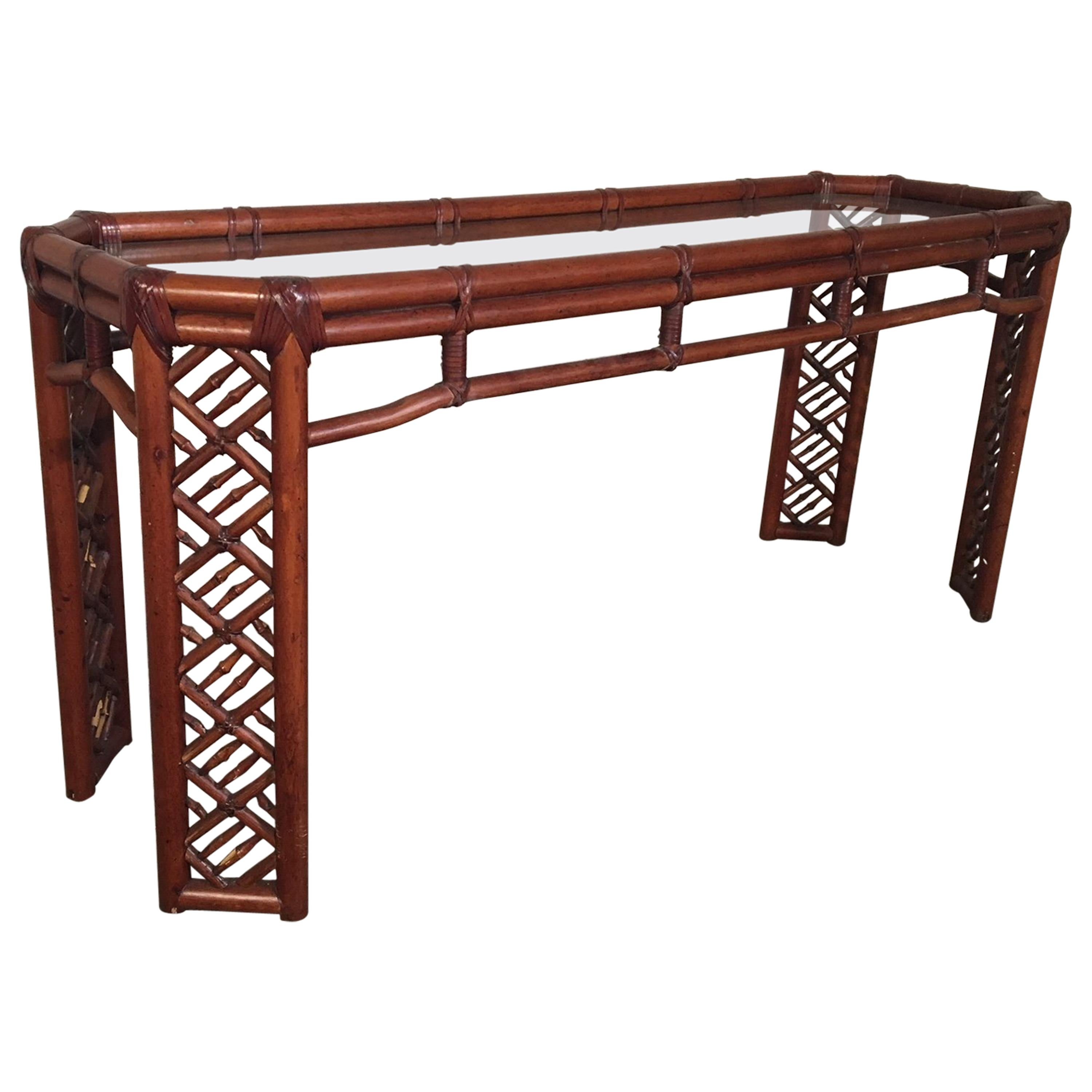 Bamboo Chinese Chippendale Console Table