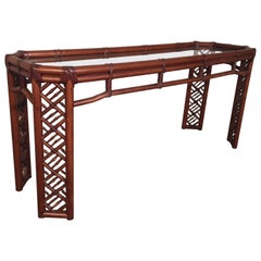 Bamboo Chinese Chippendale Console Table