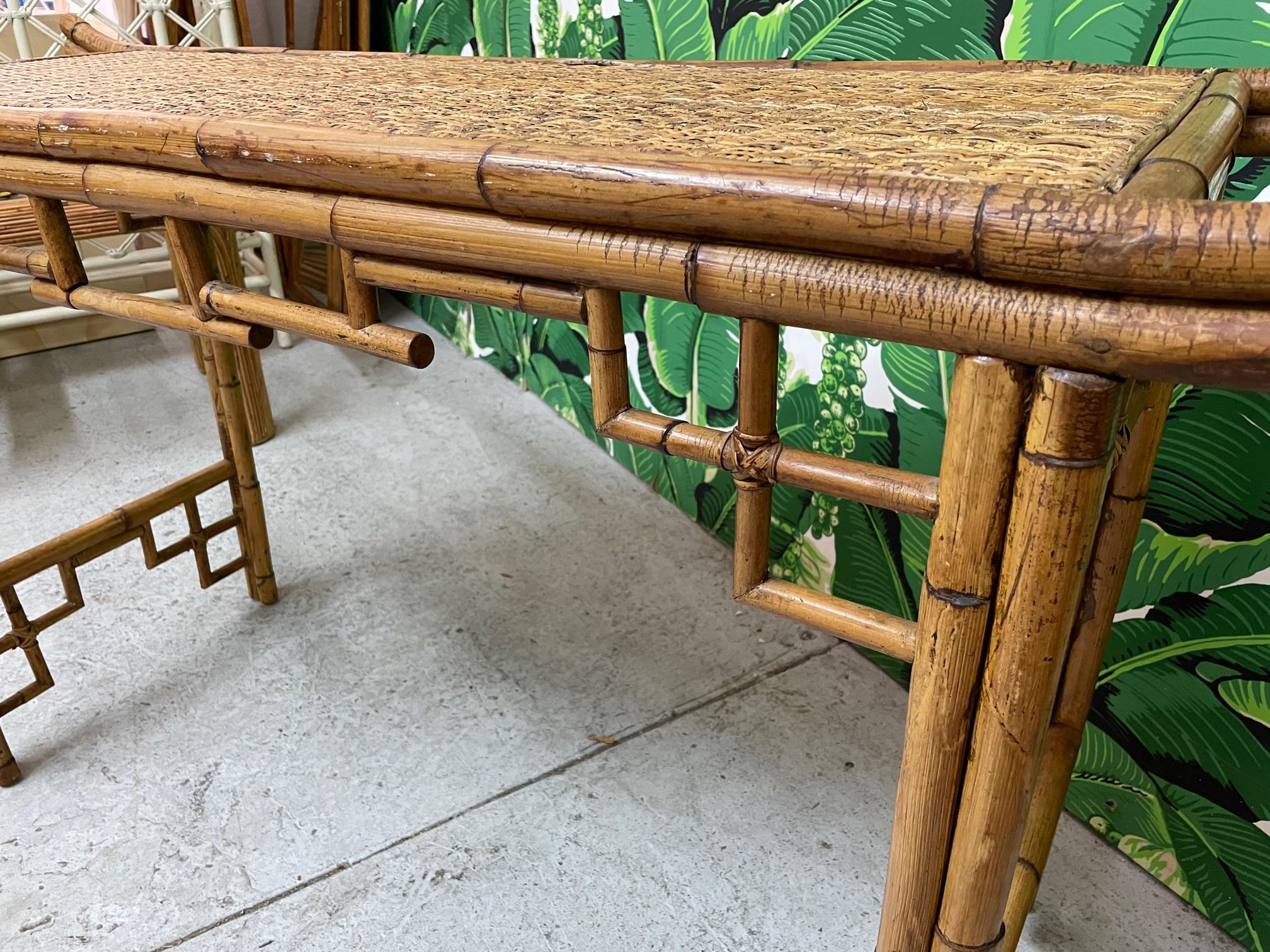 Bamboo Chinoiserie Pagoda Console Table In Good Condition In Jacksonville, FL