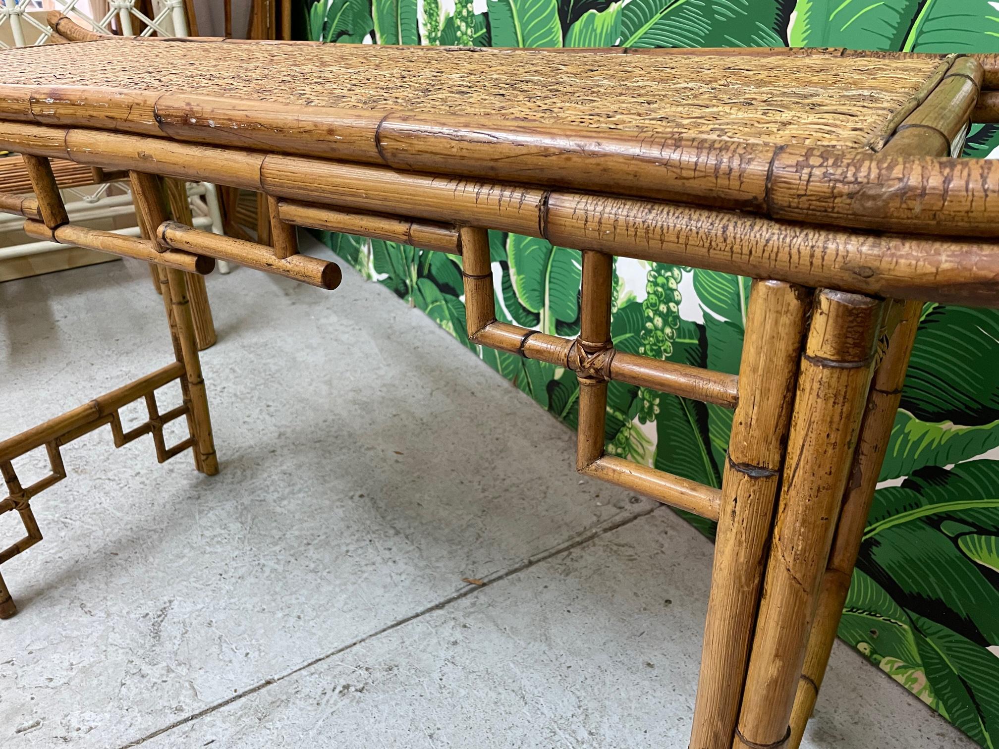 Bamboo Chinoiserie Pagoda Console Table In Good Condition In Jacksonville, FL