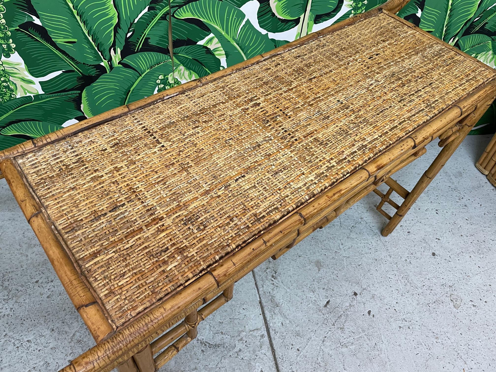 20th Century Bamboo Chinoiserie Pagoda Console Table