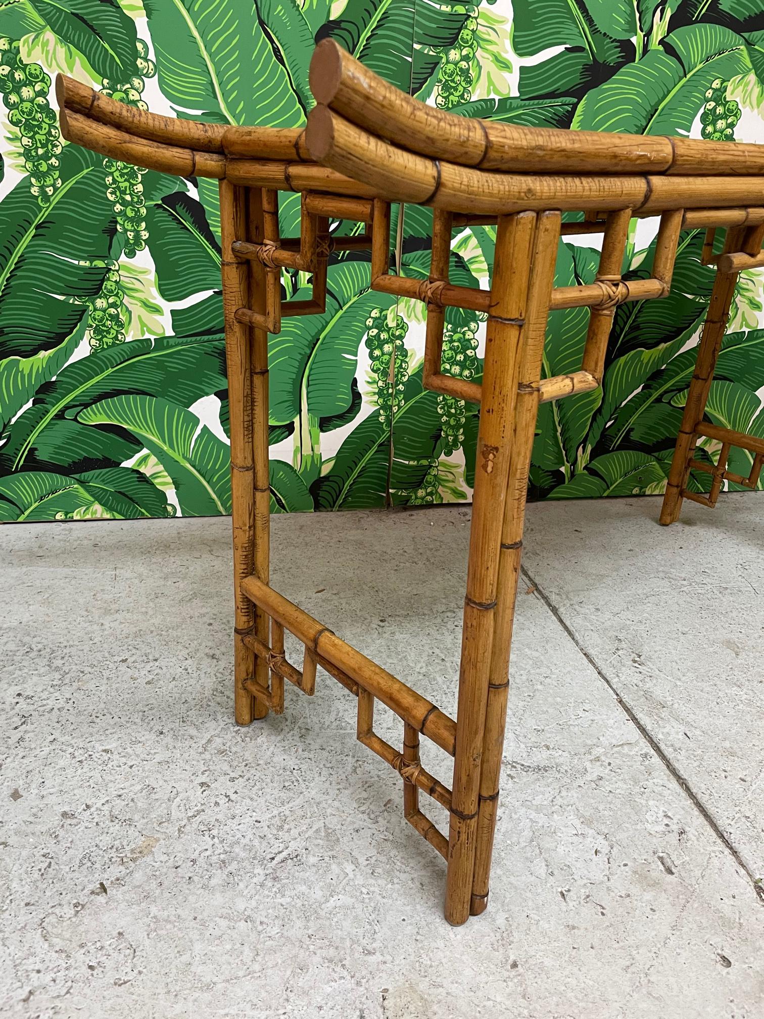 Late 20th Century Bamboo Chinoiserie Pagoda Console Table