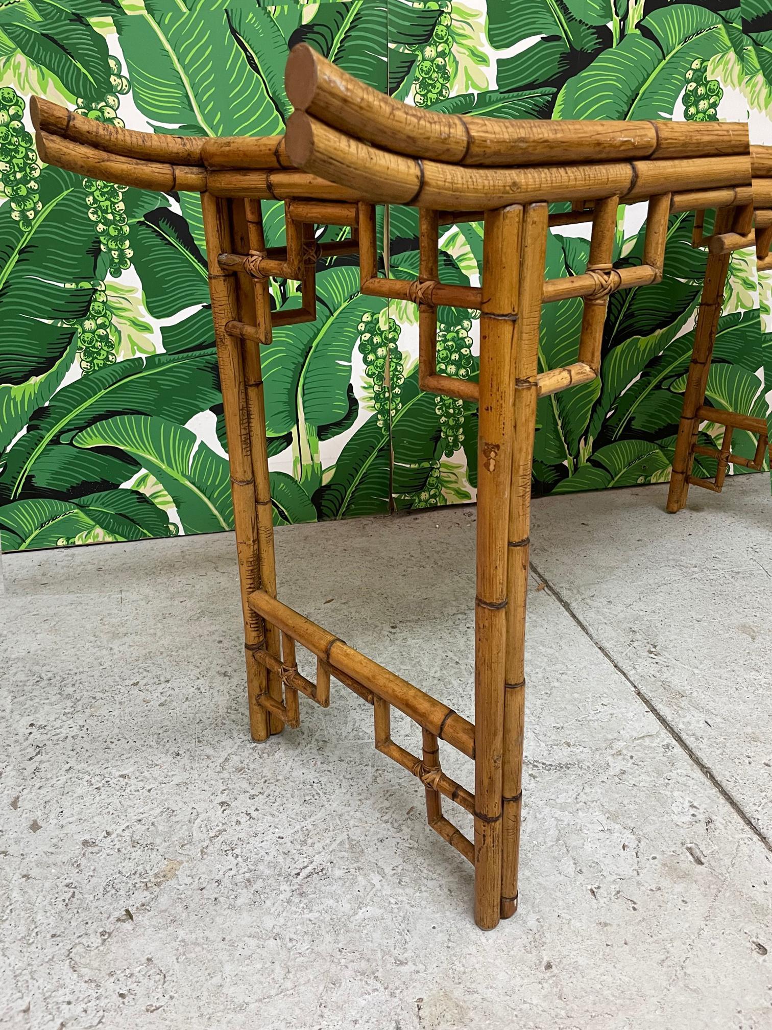 Bamboo Chinoiserie Pagoda Console Table 2